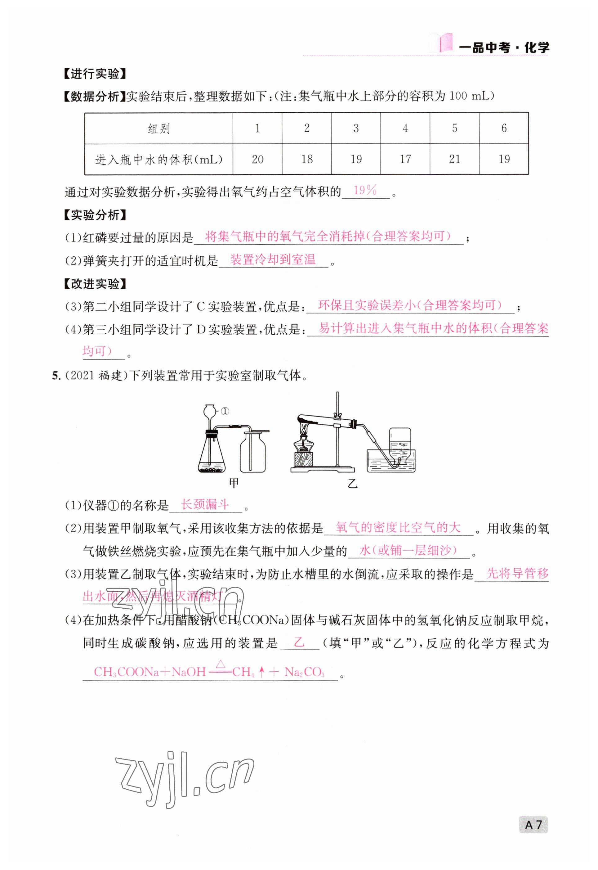 2023年一品中考化学 参考答案第7页