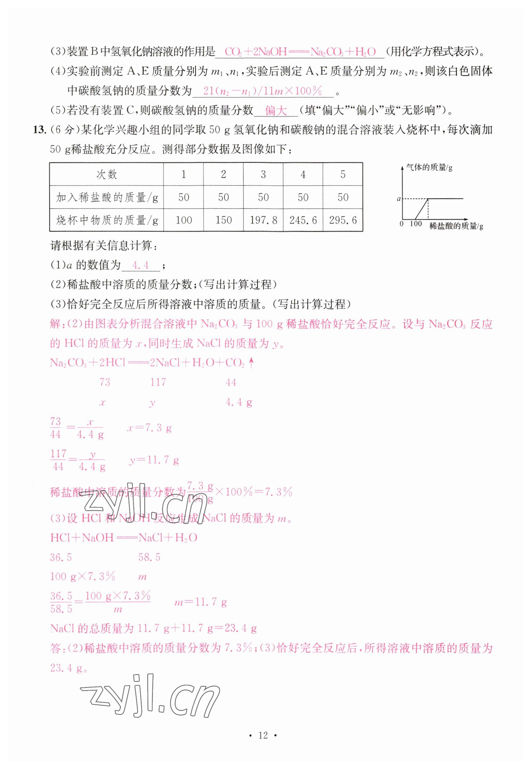 2023年一品中考化学 参考答案第12页