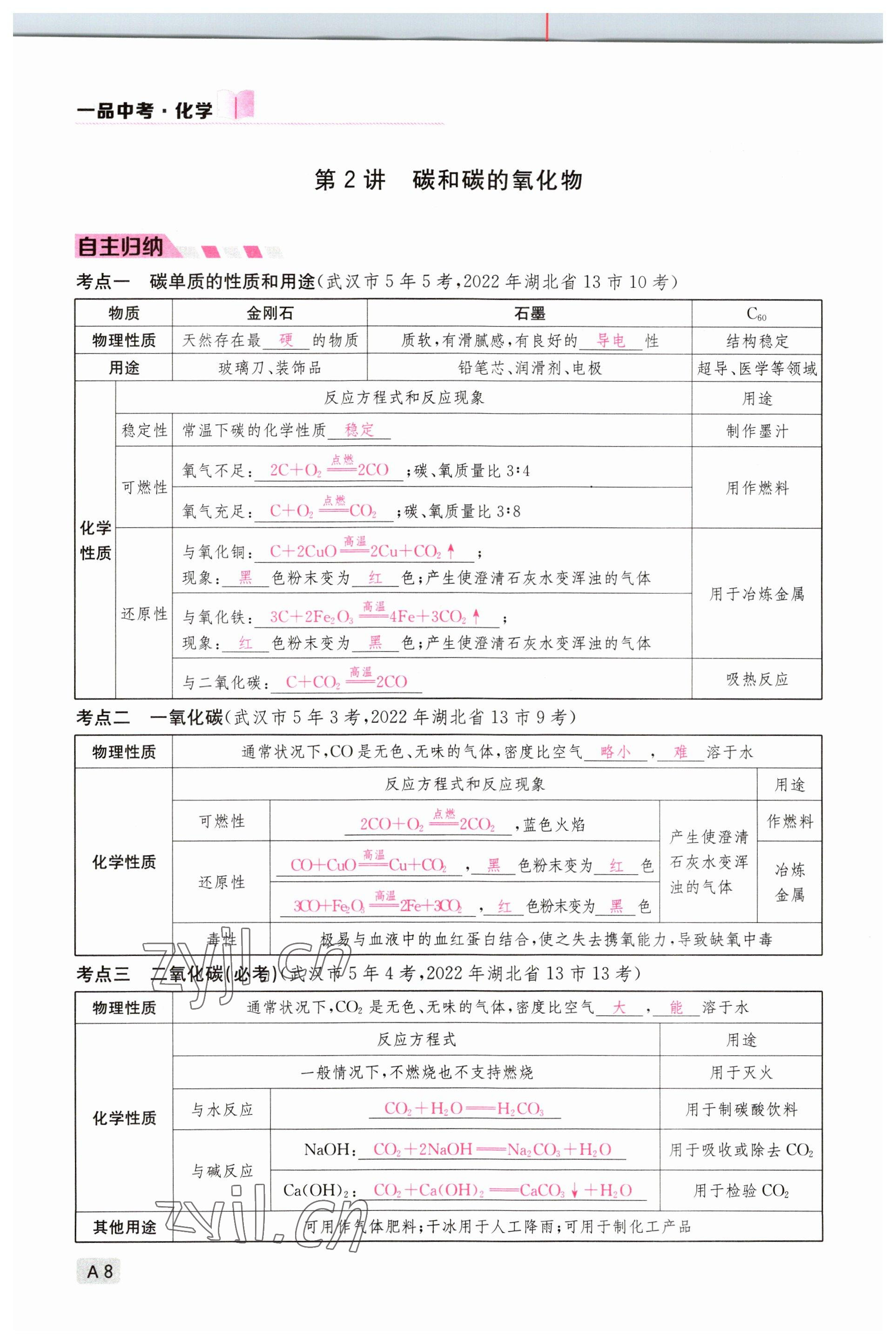 2023年一品中考化学 参考答案第8页