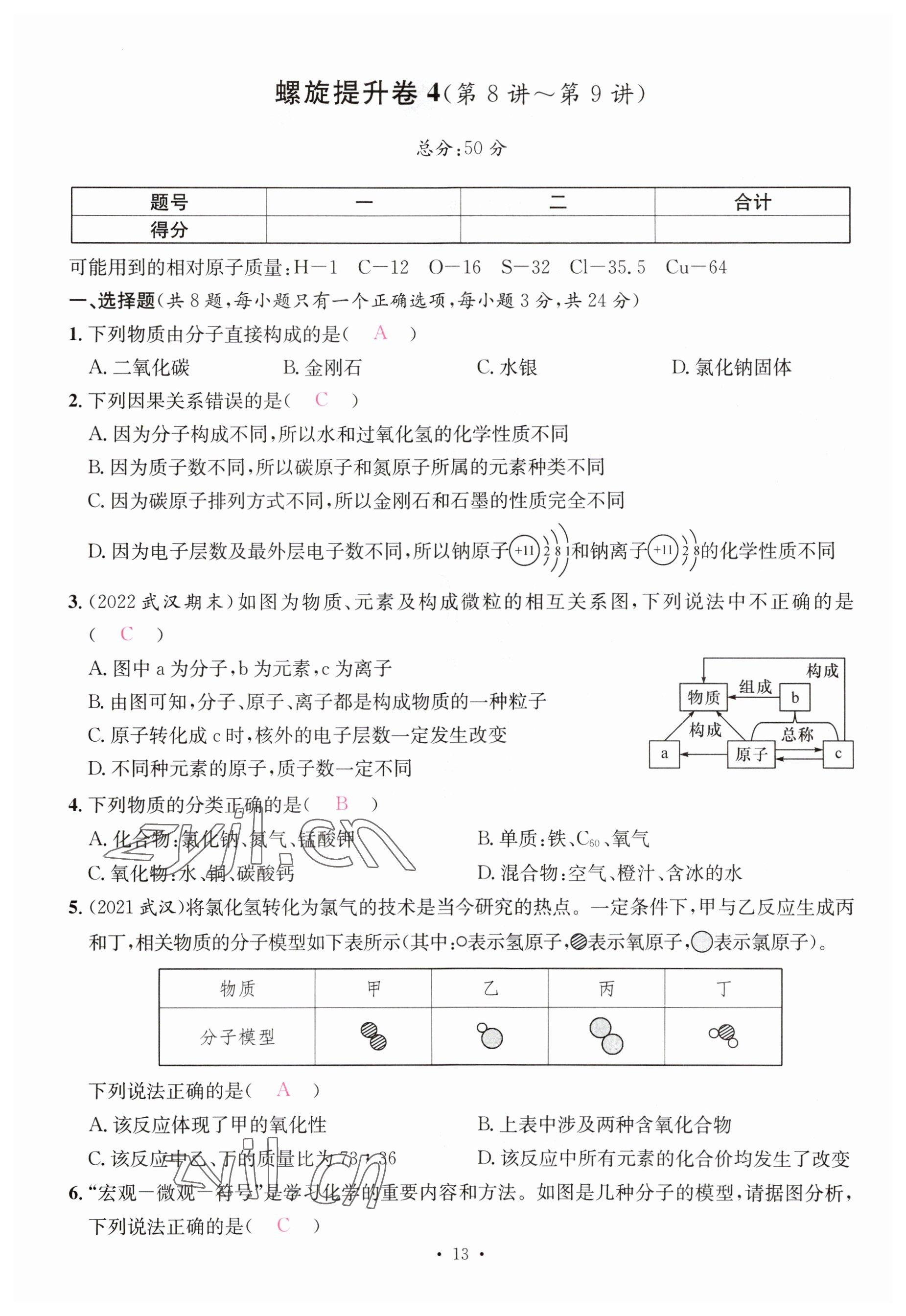 2023年一品中考化學(xué) 參考答案第13頁