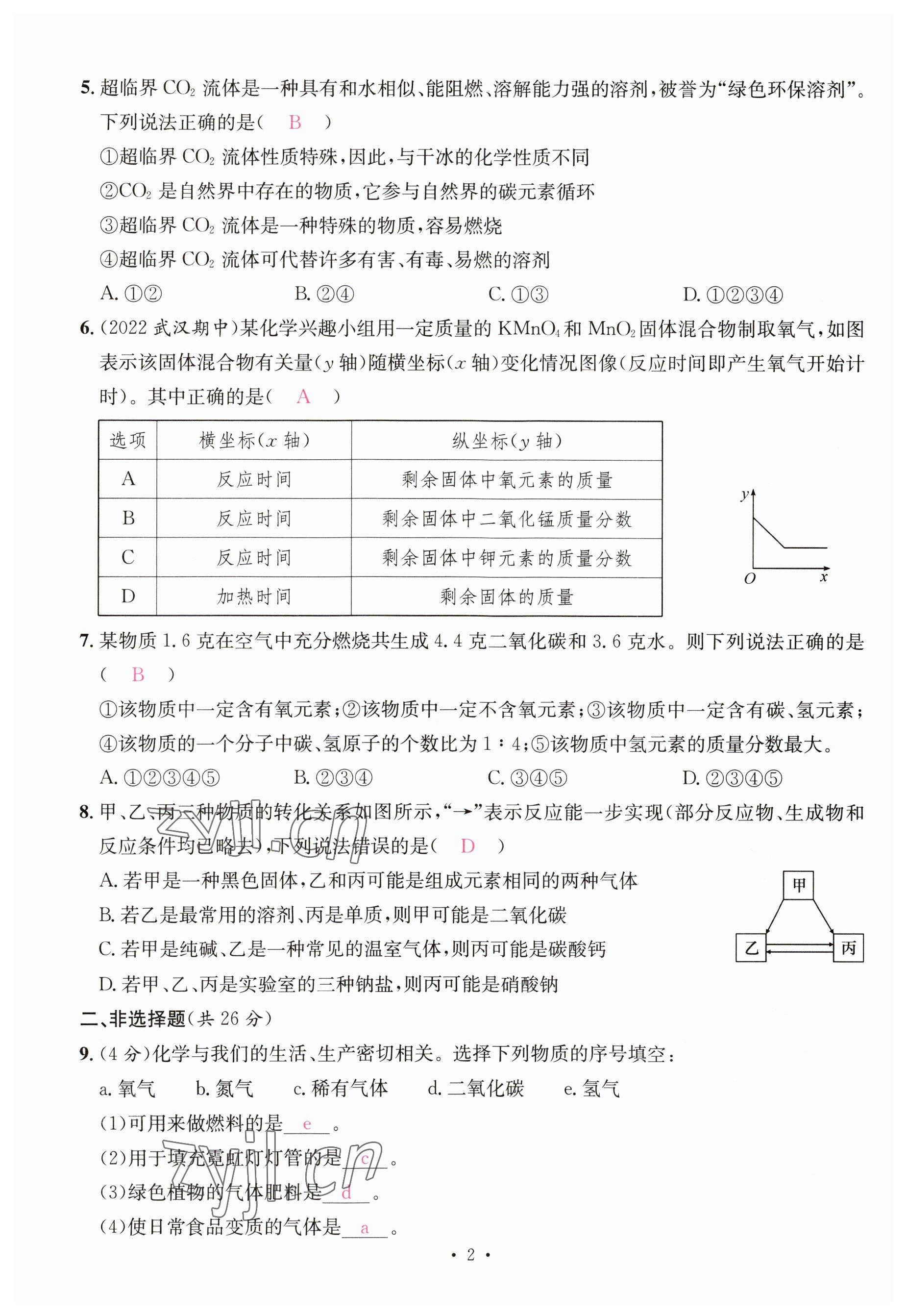 2023年一品中考化学 参考答案第2页