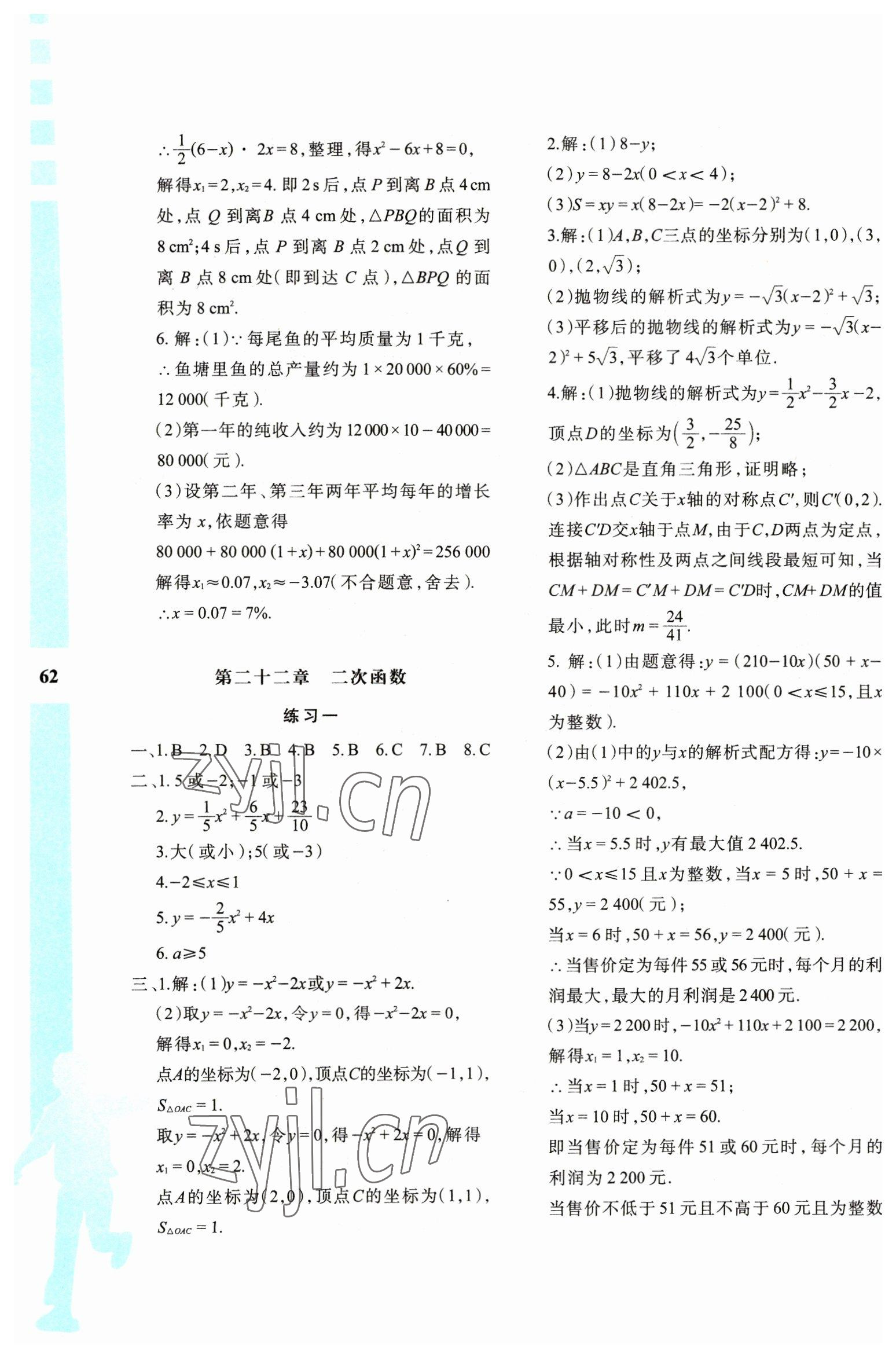 2023年寒假作業(yè)與生活陜西人民教育出版社九年級數(shù)學(xué)A版 參考答案第3頁