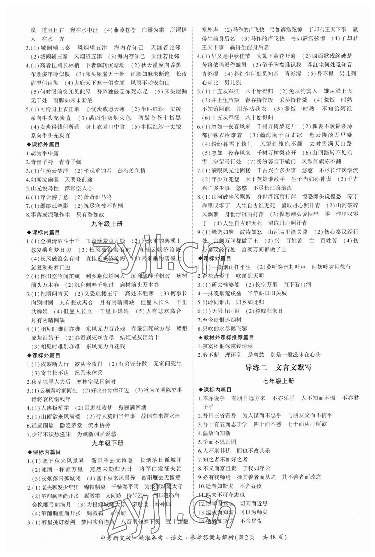 2023年中考新突破精準(zhǔn)備考語文中考 第2頁