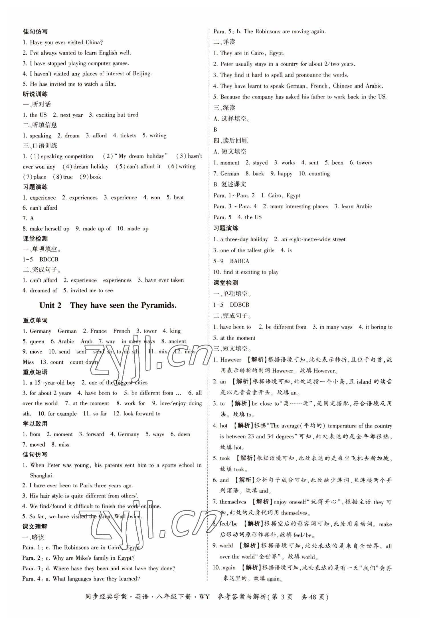 2023年同步經(jīng)典學(xué)案八年級英語下冊外研版 第3頁