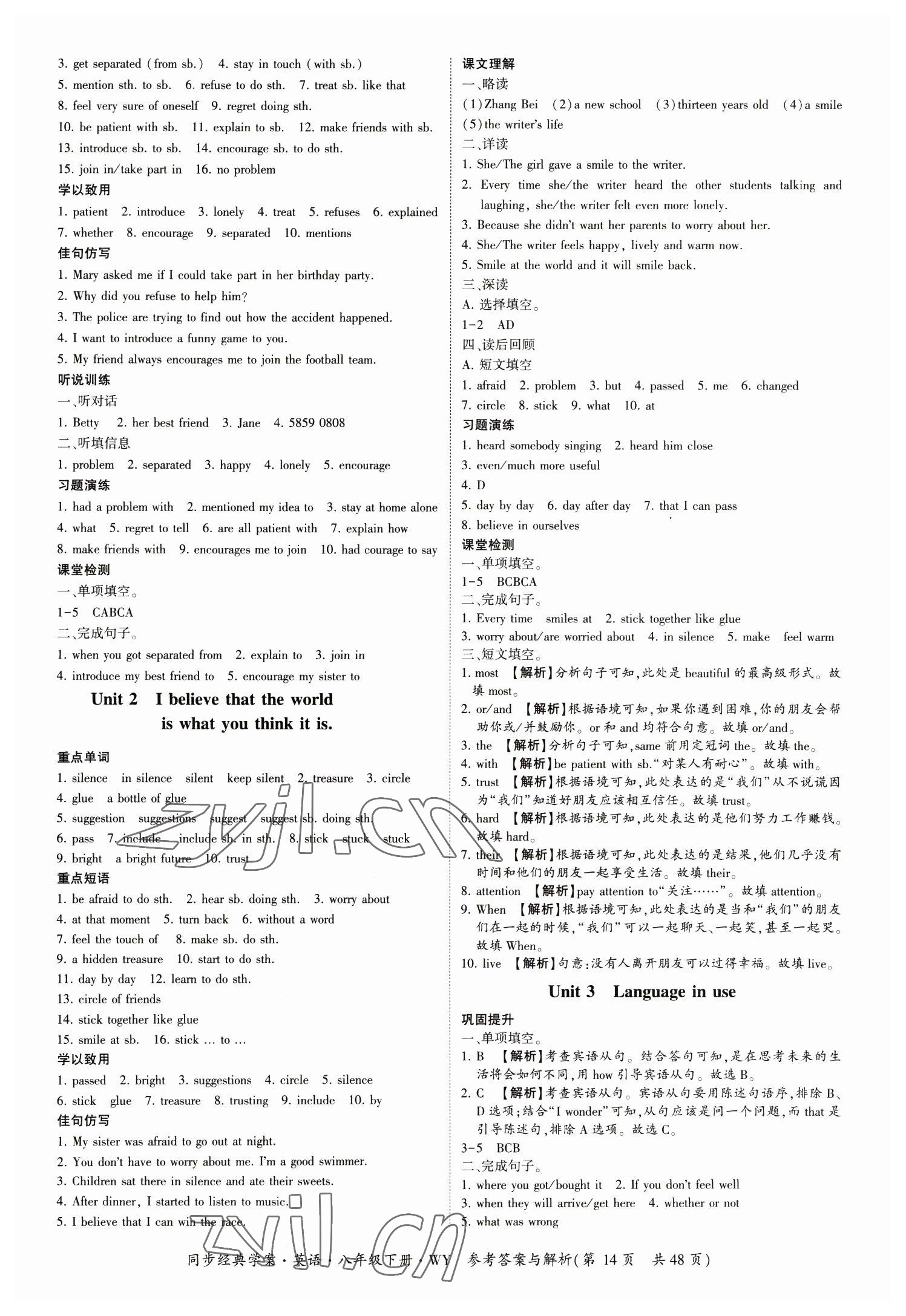 2023年同步經(jīng)典學(xué)案八年級(jí)英語(yǔ)下冊(cè)外研版 第14頁(yè)