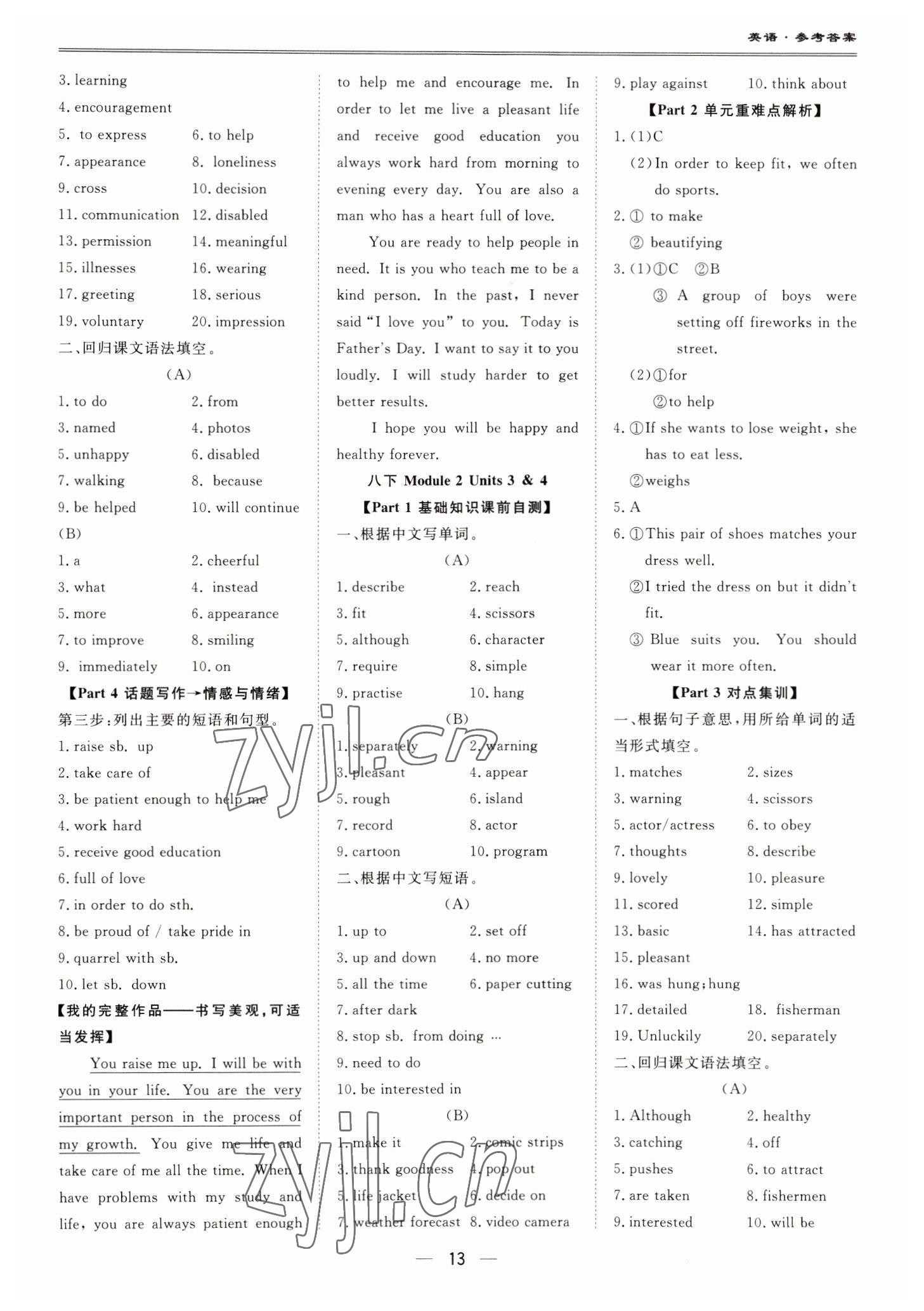 2023年新課標(biāo)中考寶典英語深圳專版 參考答案第13頁