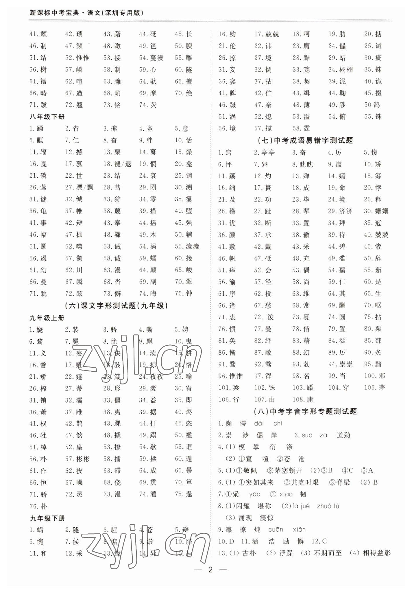 2023年新課標(biāo)中考寶典語(yǔ)文深圳專版 第2頁(yè)