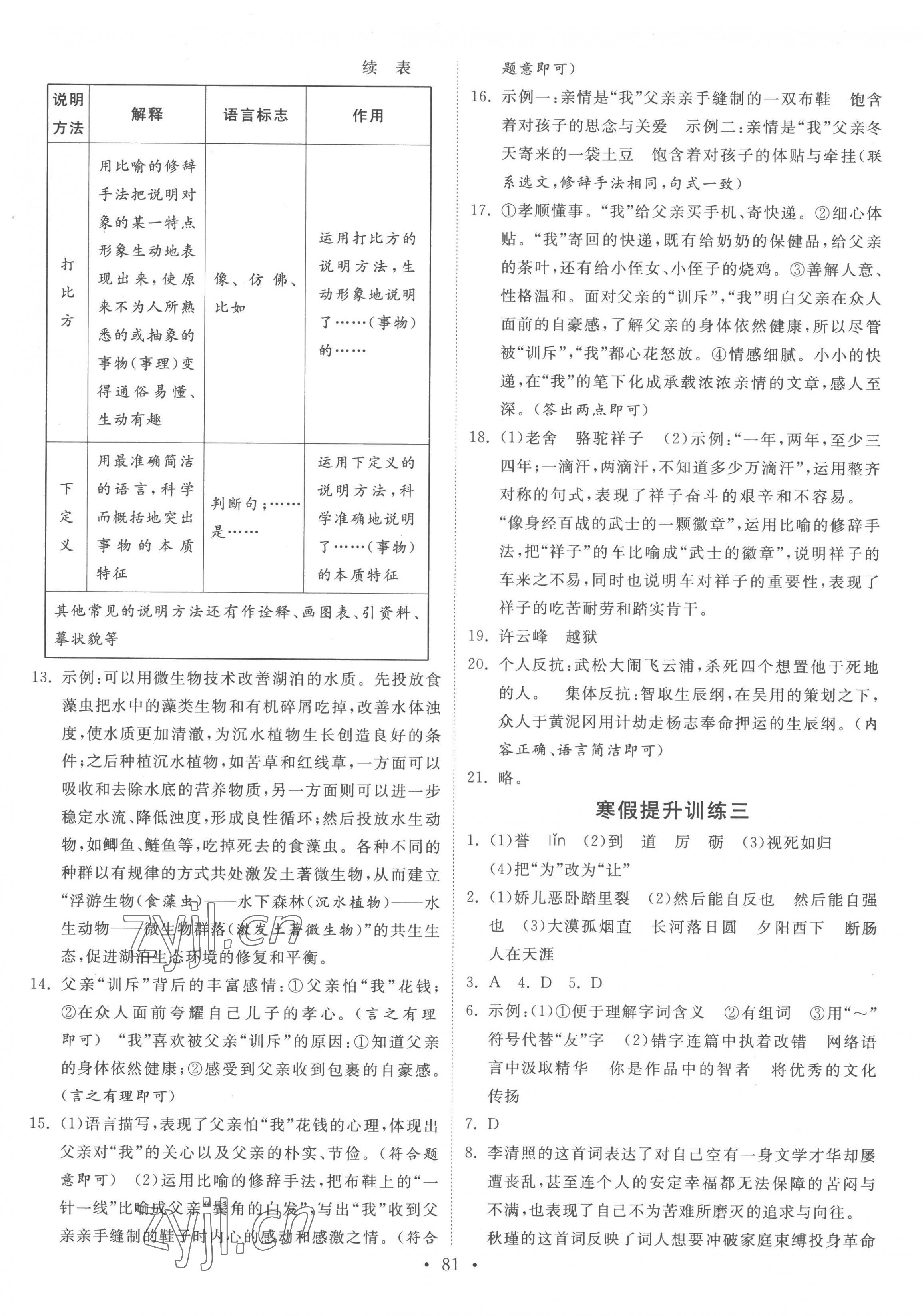 2023年寒假作业九年级语文河北美术出版社 第3页