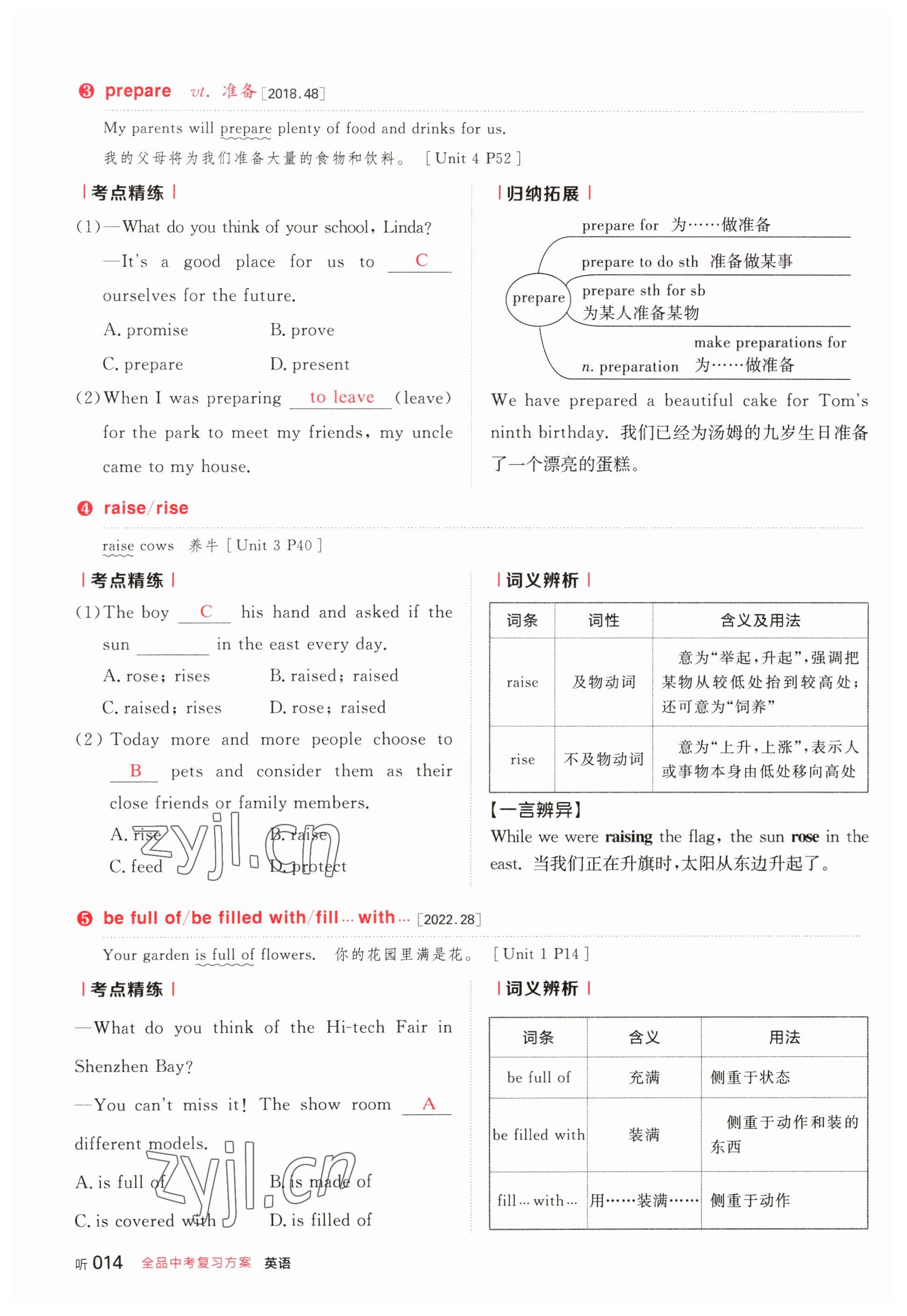 2023年全品中考復(fù)習(xí)方案英語宿遷專版 參考答案第14頁