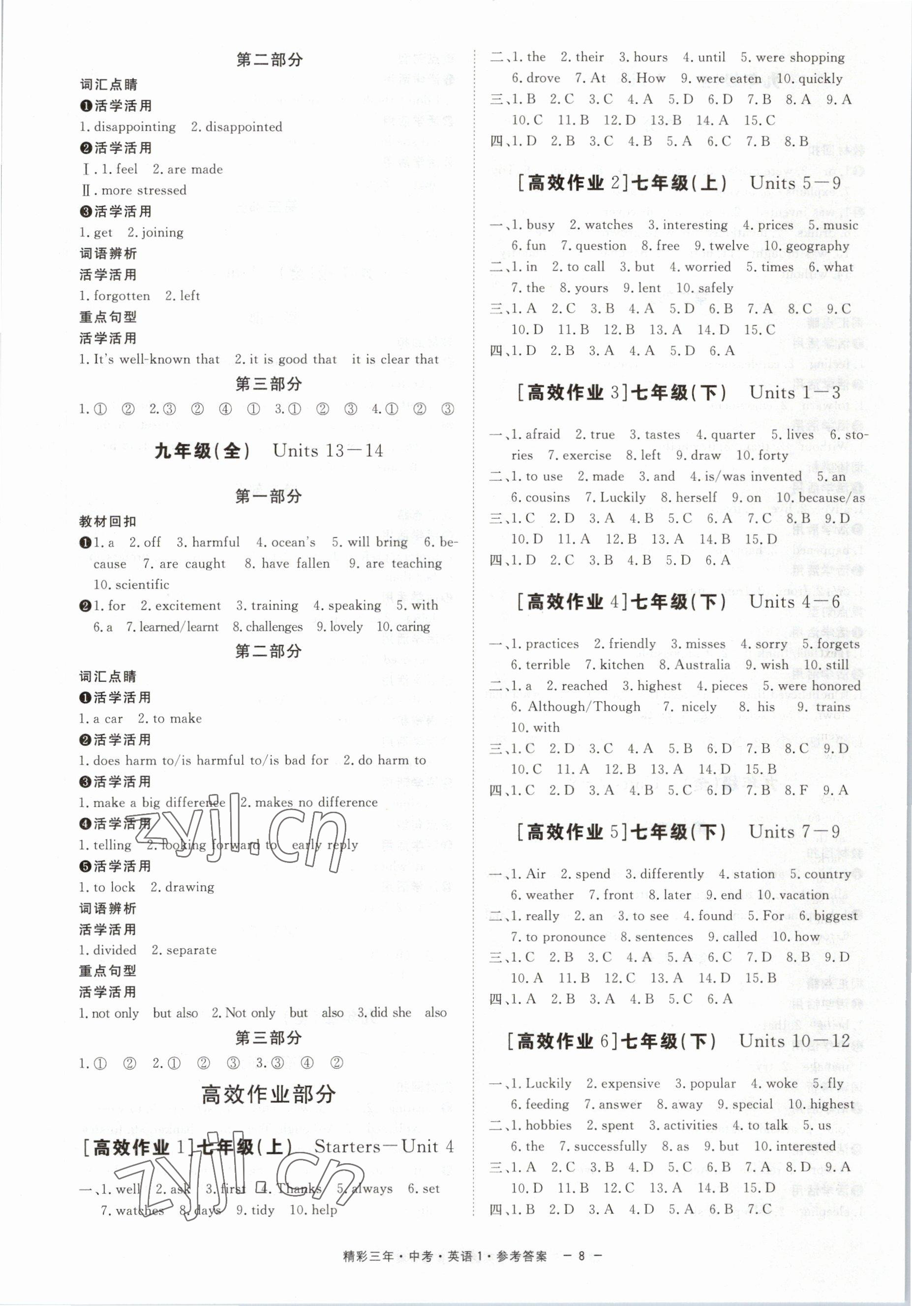 2023年精彩三年英語中考杭州專版&nbsp;第8頁