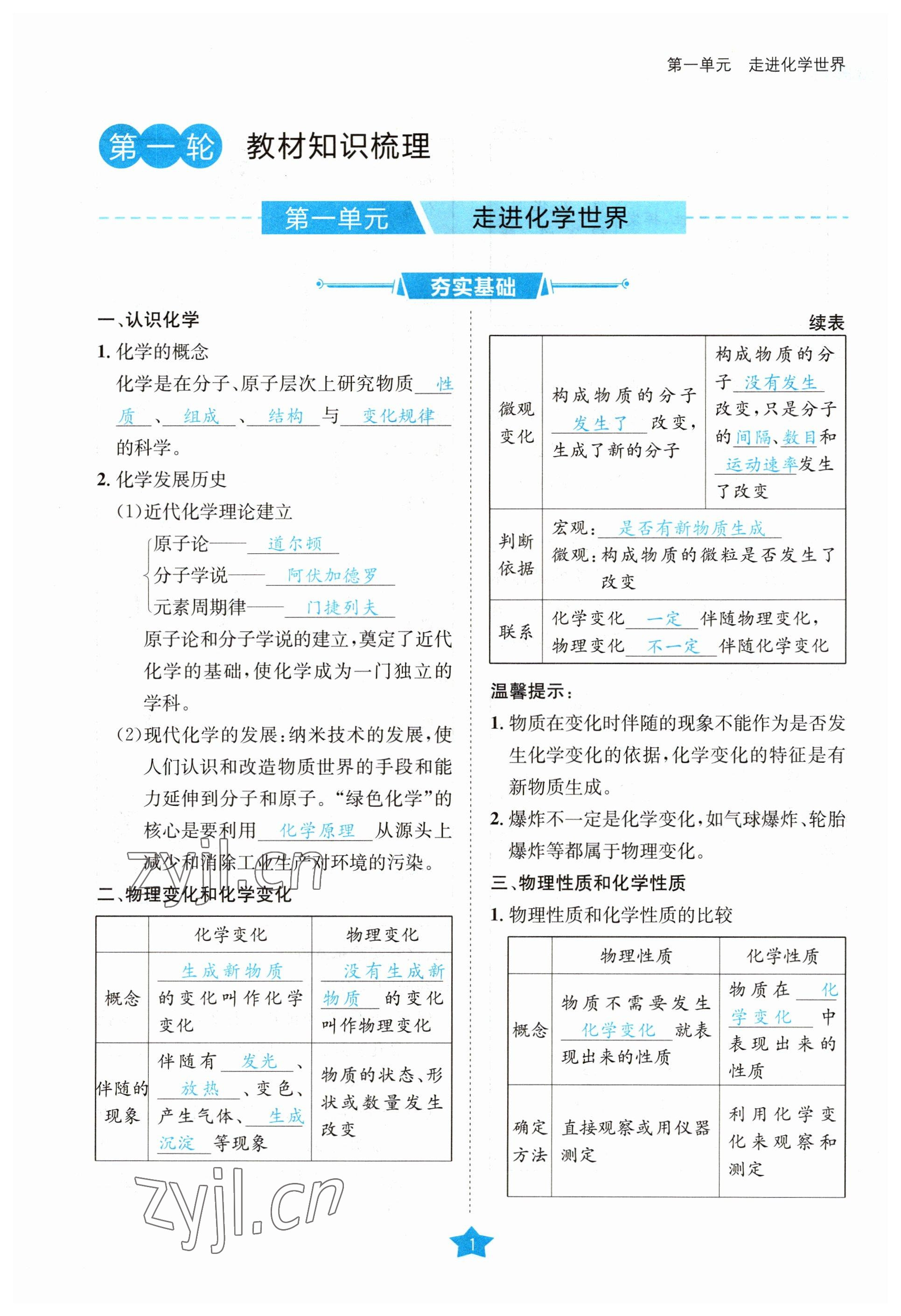 2023年決勝中考化學(xué)南充專版 參考答案第1頁(yè)