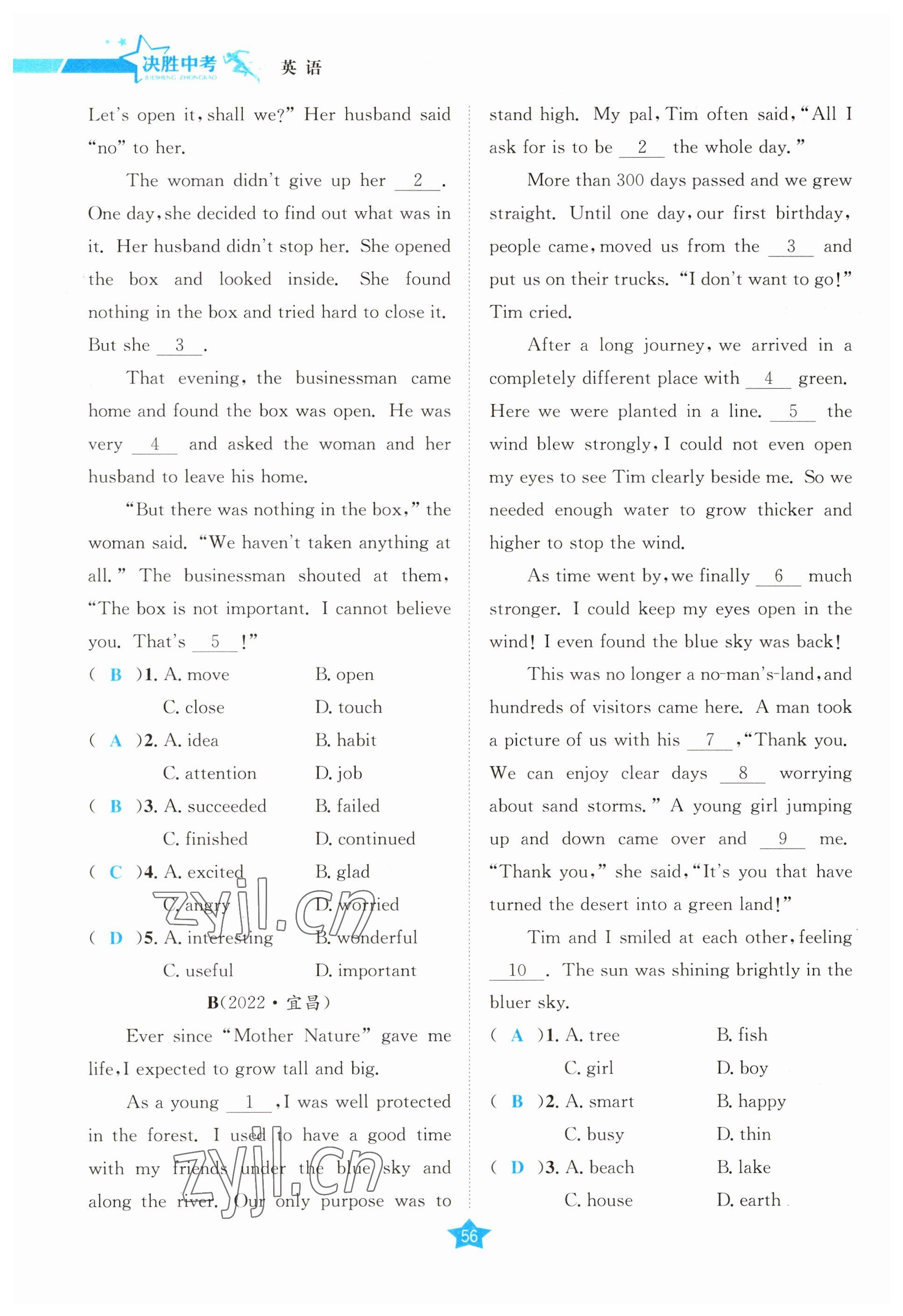 2023年決勝中考英語南充專版 參考答案第56頁