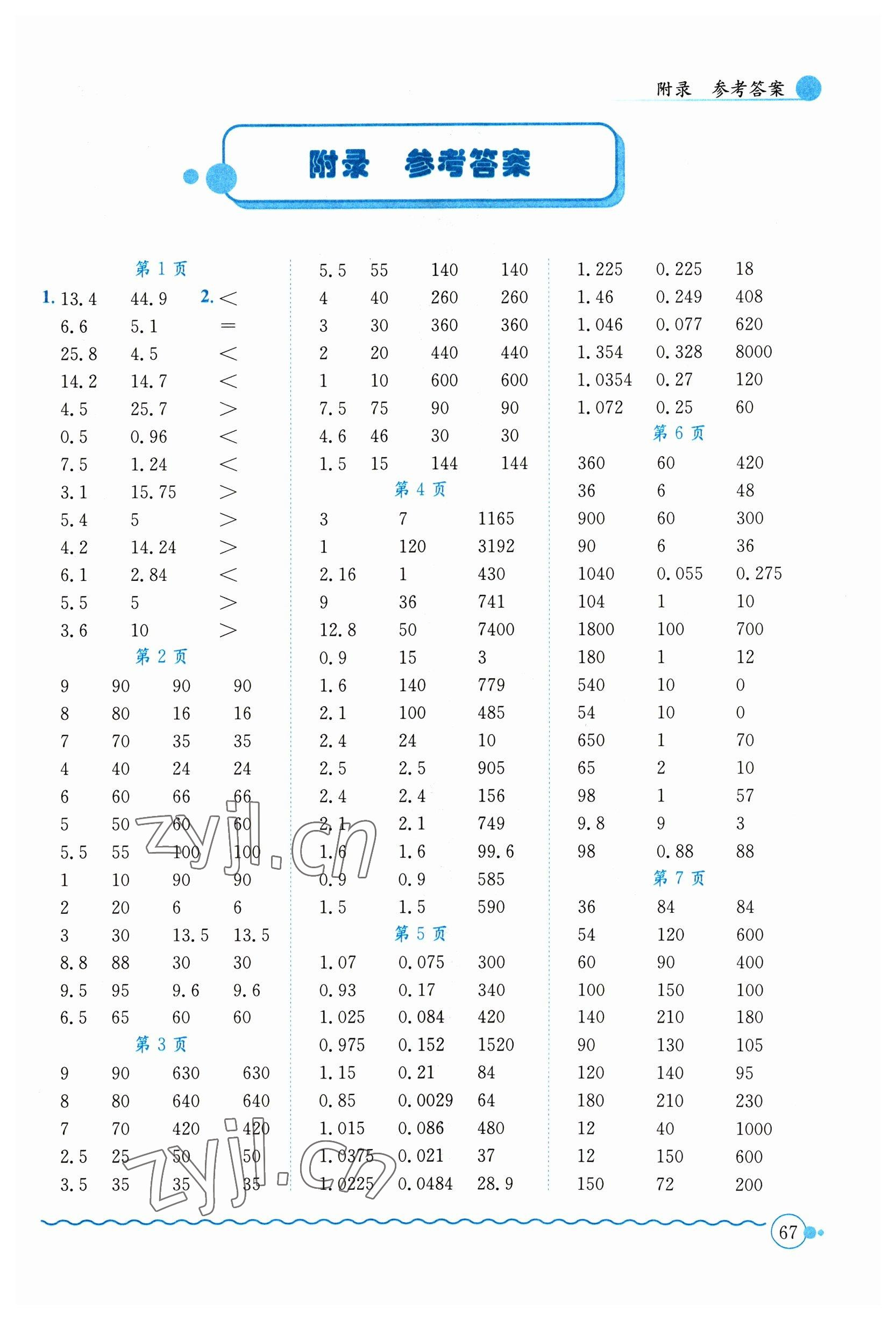 2023年黃岡小狀元口算速算練習(xí)冊六年級數(shù)學(xué)下冊人教版 第1頁