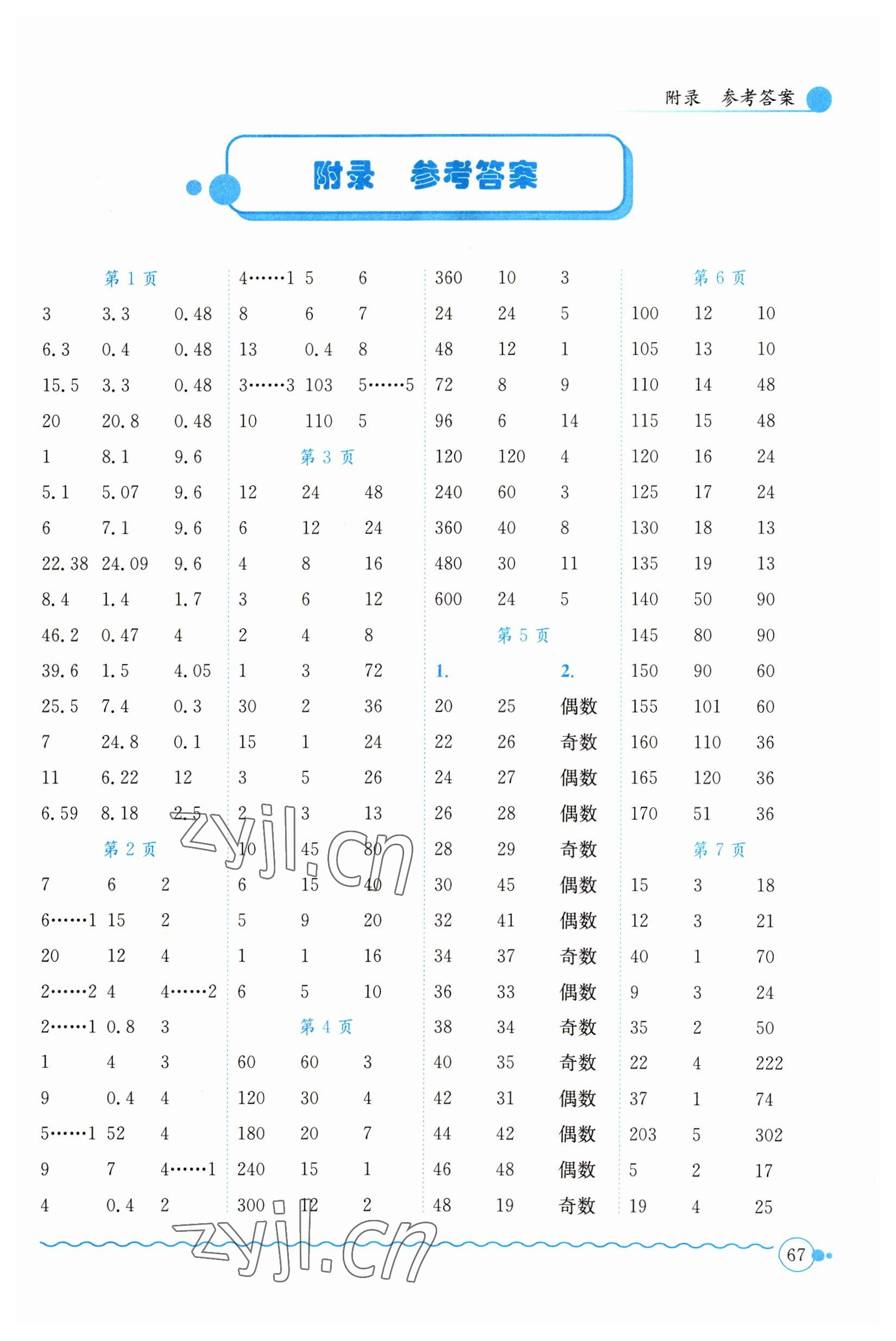 2023年黃岡小狀元口算速算練習(xí)冊(cè)五年級(jí)數(shù)學(xué)下冊(cè)人教版 第1頁(yè)