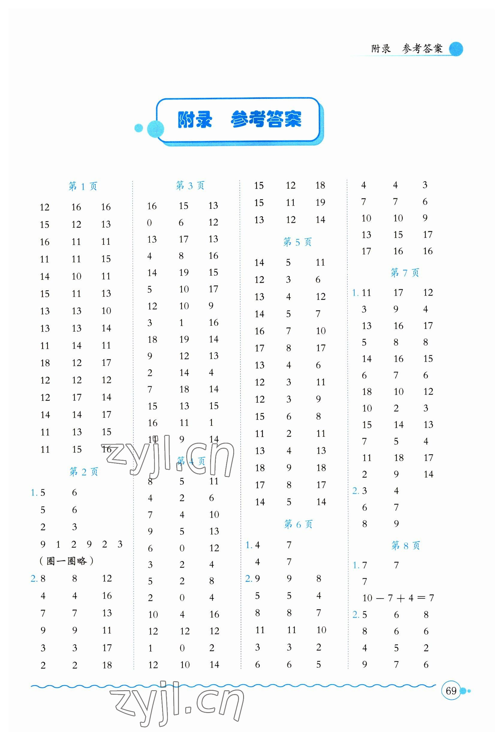 2023年黃岡小狀元口算速算練習(xí)冊(cè)一年級(jí)數(shù)學(xué)下冊(cè)人教版 第1頁(yè)