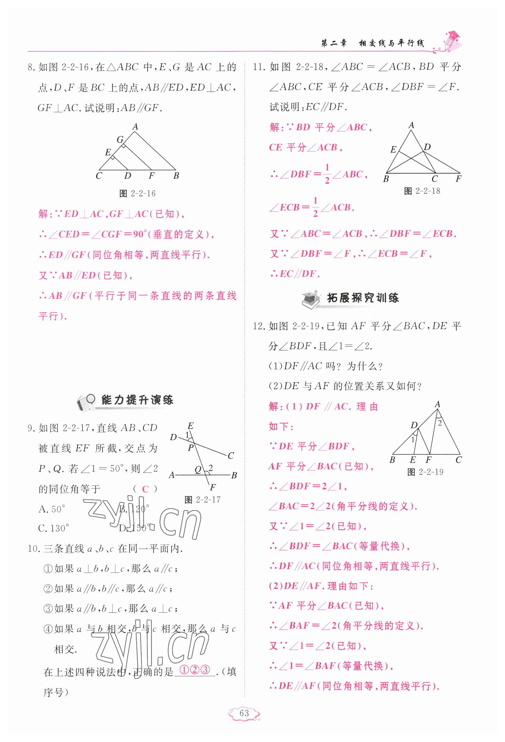 2023年啟航新課堂七年級數(shù)學(xué)下冊北師大版 參考答案第63頁