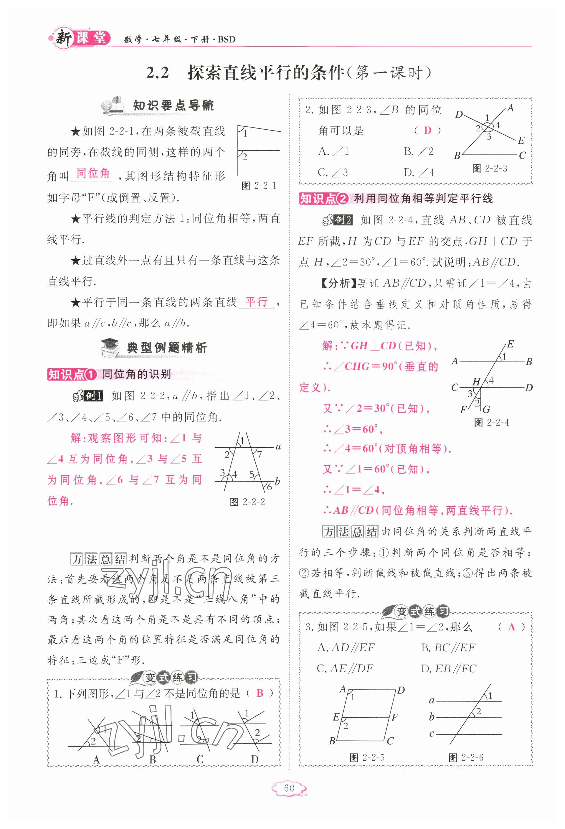 2023年啟航新課堂七年級數(shù)學(xué)下冊北師大版 參考答案第60頁