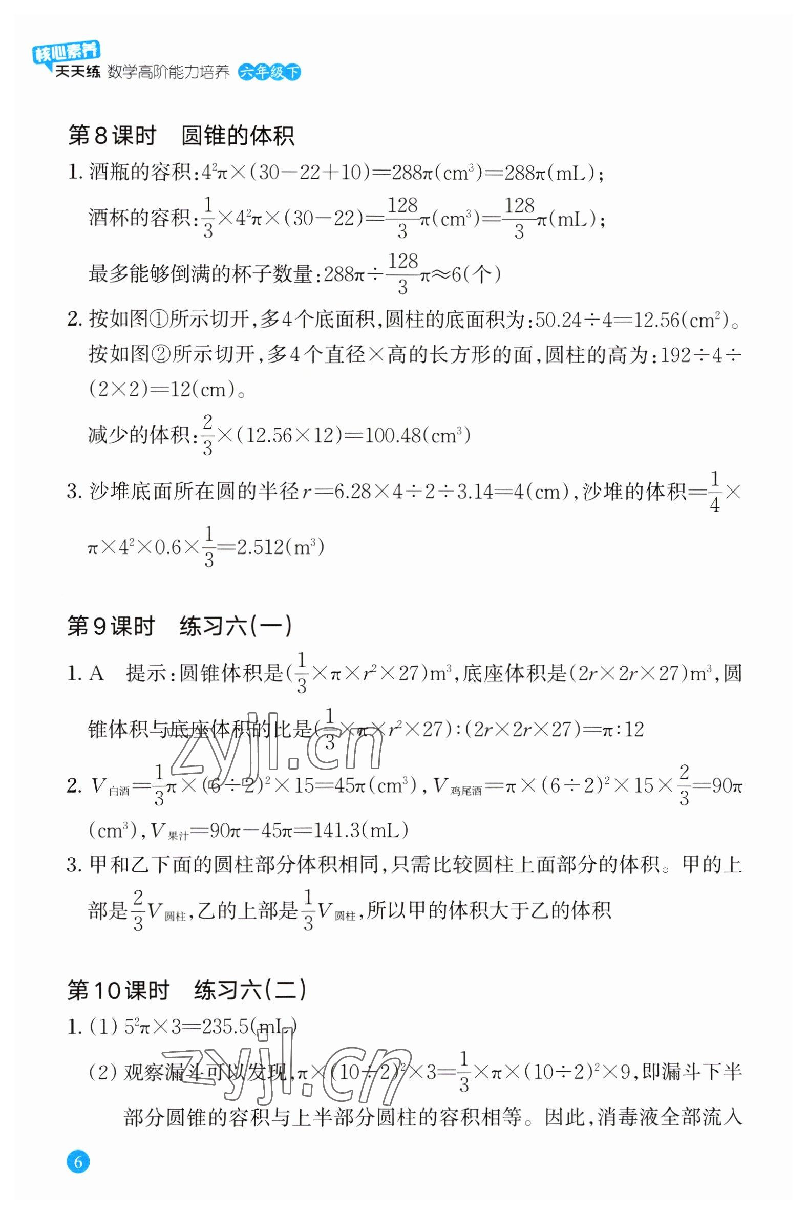 2023年核心素養(yǎng)天天練數(shù)學(xué)高階能力培養(yǎng)六年級下冊人教版 參考答案第6頁