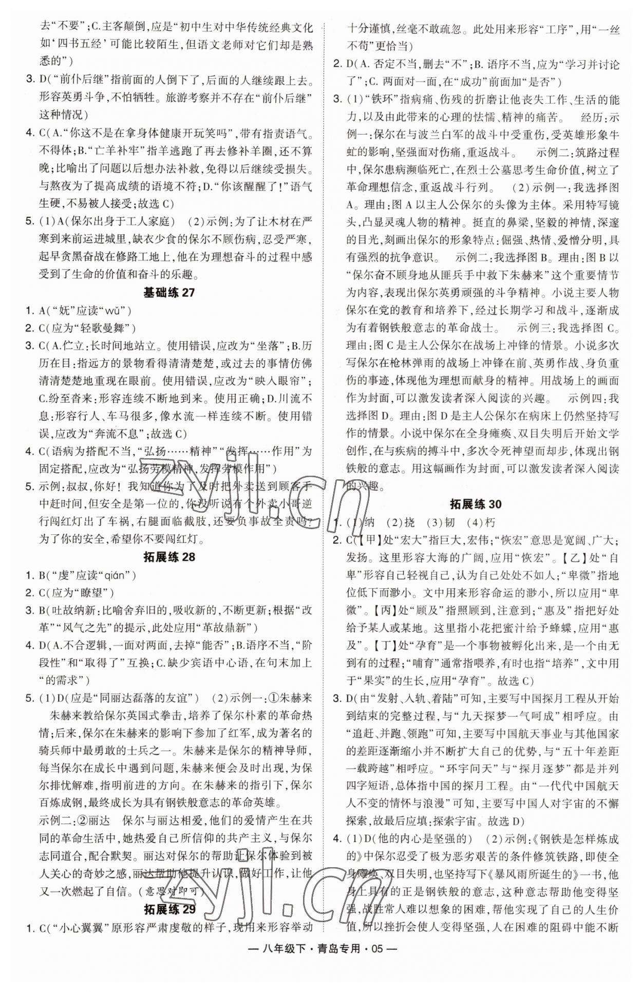 2023年學(xué)霸組合訓(xùn)練八年級(jí)語(yǔ)文下冊(cè)人教版青島專版 第5頁(yè)