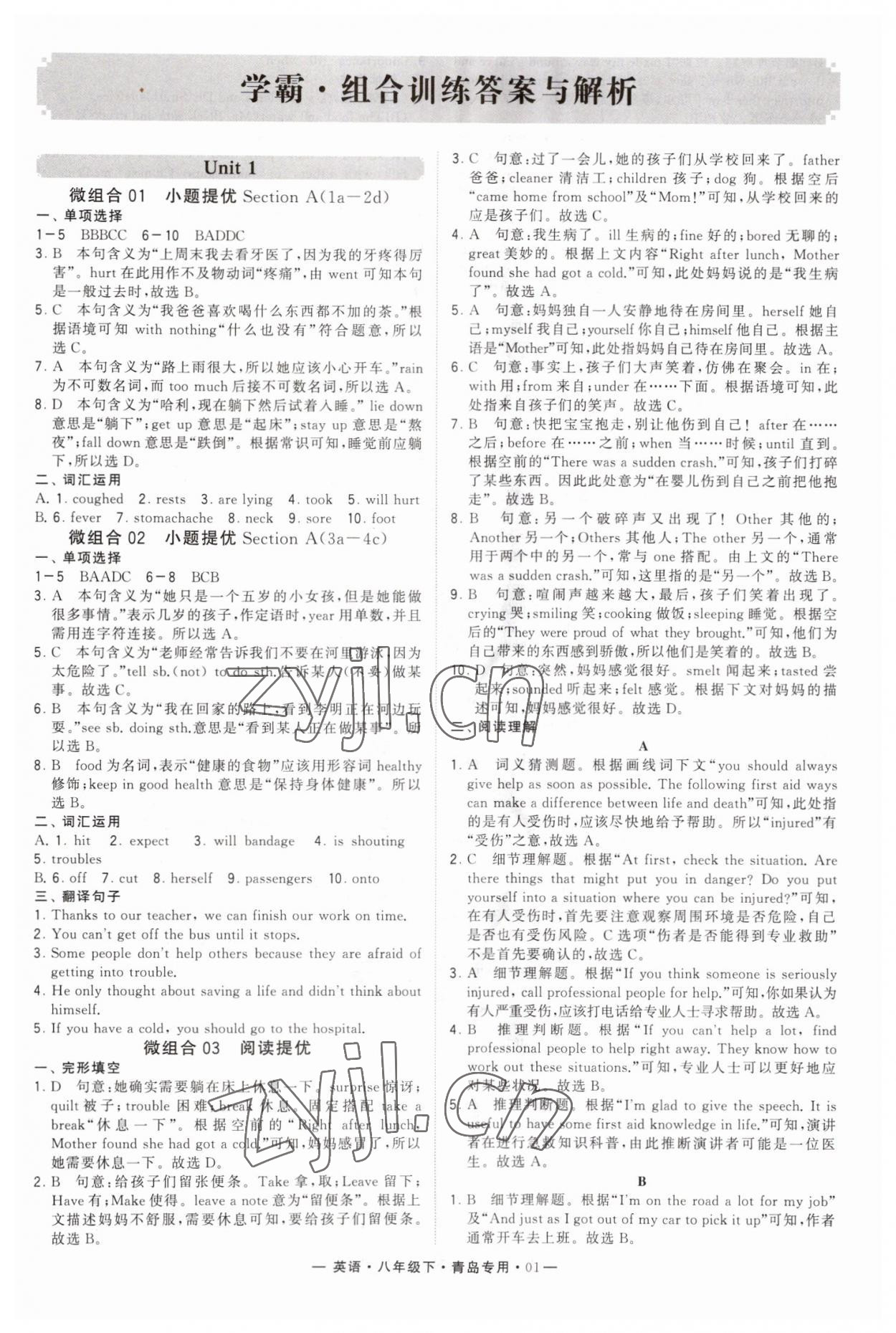 2023年學(xué)霸組合訓(xùn)練八年級英語下冊人教版青島專版 第1頁