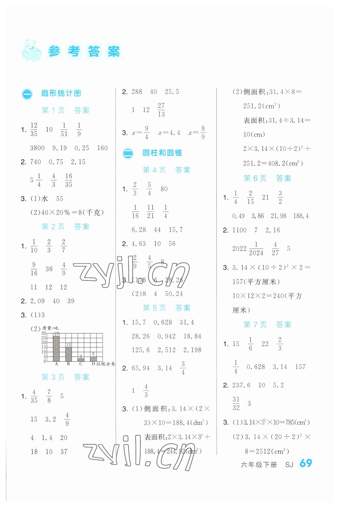 2023年階梯口算六年級數(shù)學(xué)下冊蘇教版 第1頁