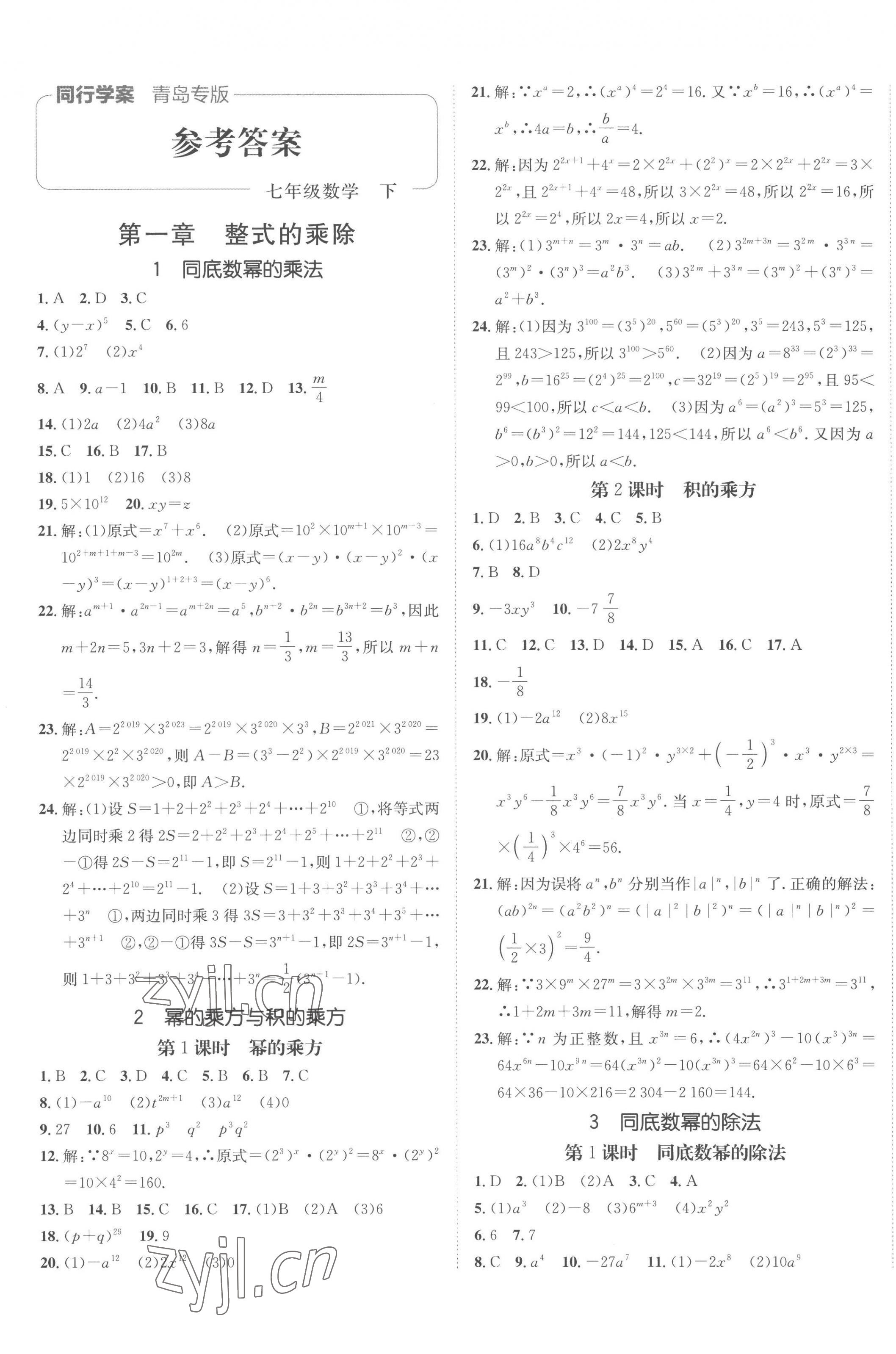 2023年同行學案學練測七年級數(shù)學下冊北師大版青島專版 第1頁