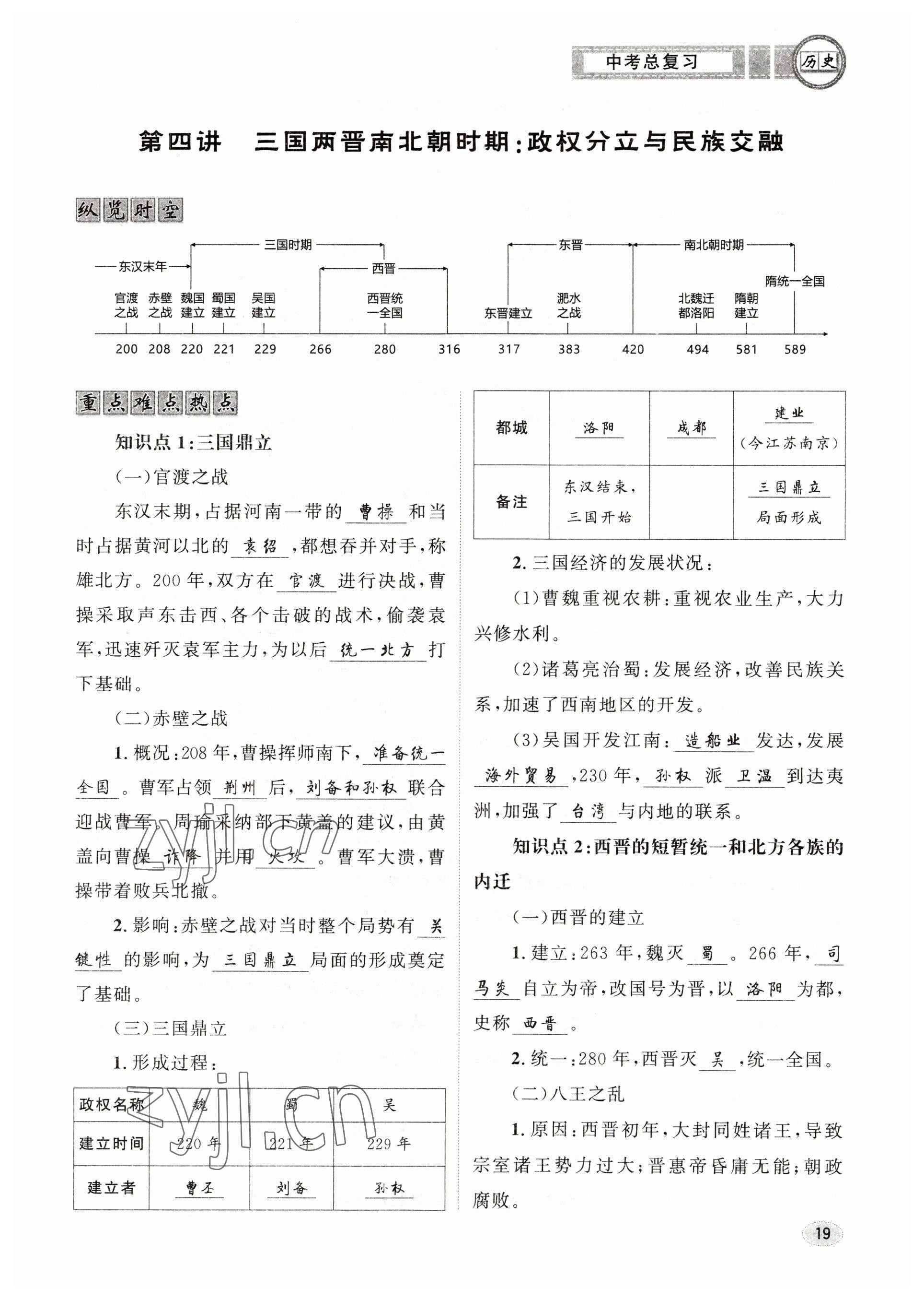 2023年中考總復(fù)習(xí)長(zhǎng)江出版社歷史 參考答案第19頁(yè)