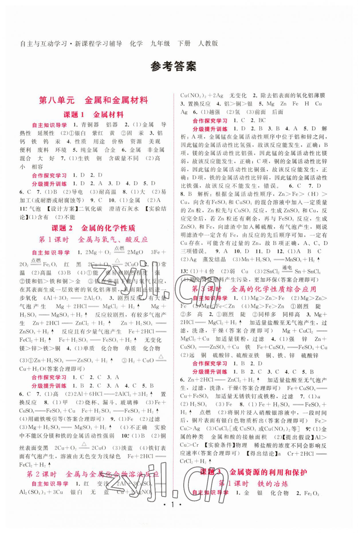 2023年新課程學(xué)習(xí)輔導(dǎo)九年級化學(xué)下冊人教版 第1頁