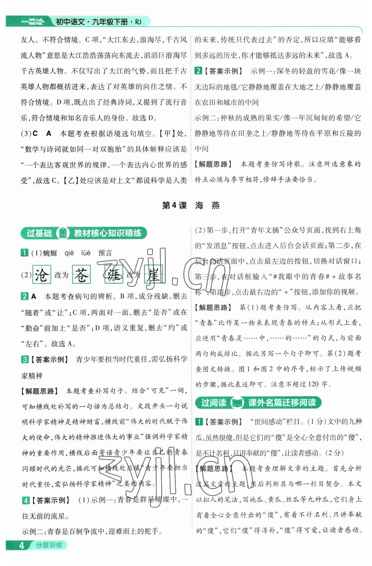 2023年一遍過(guò)九年級(jí)初中語(yǔ)文下冊(cè)人教版 第4頁(yè)