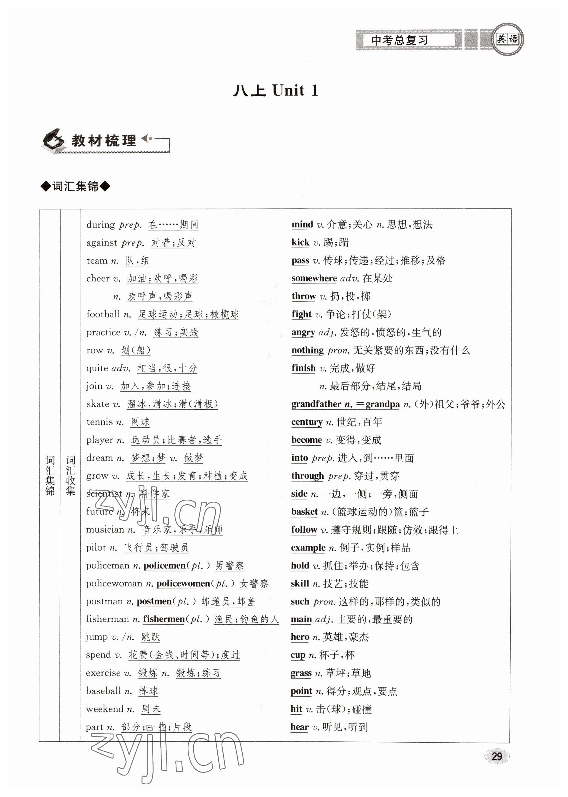 2023年中考總復習長江出版社英語 參考答案第29頁