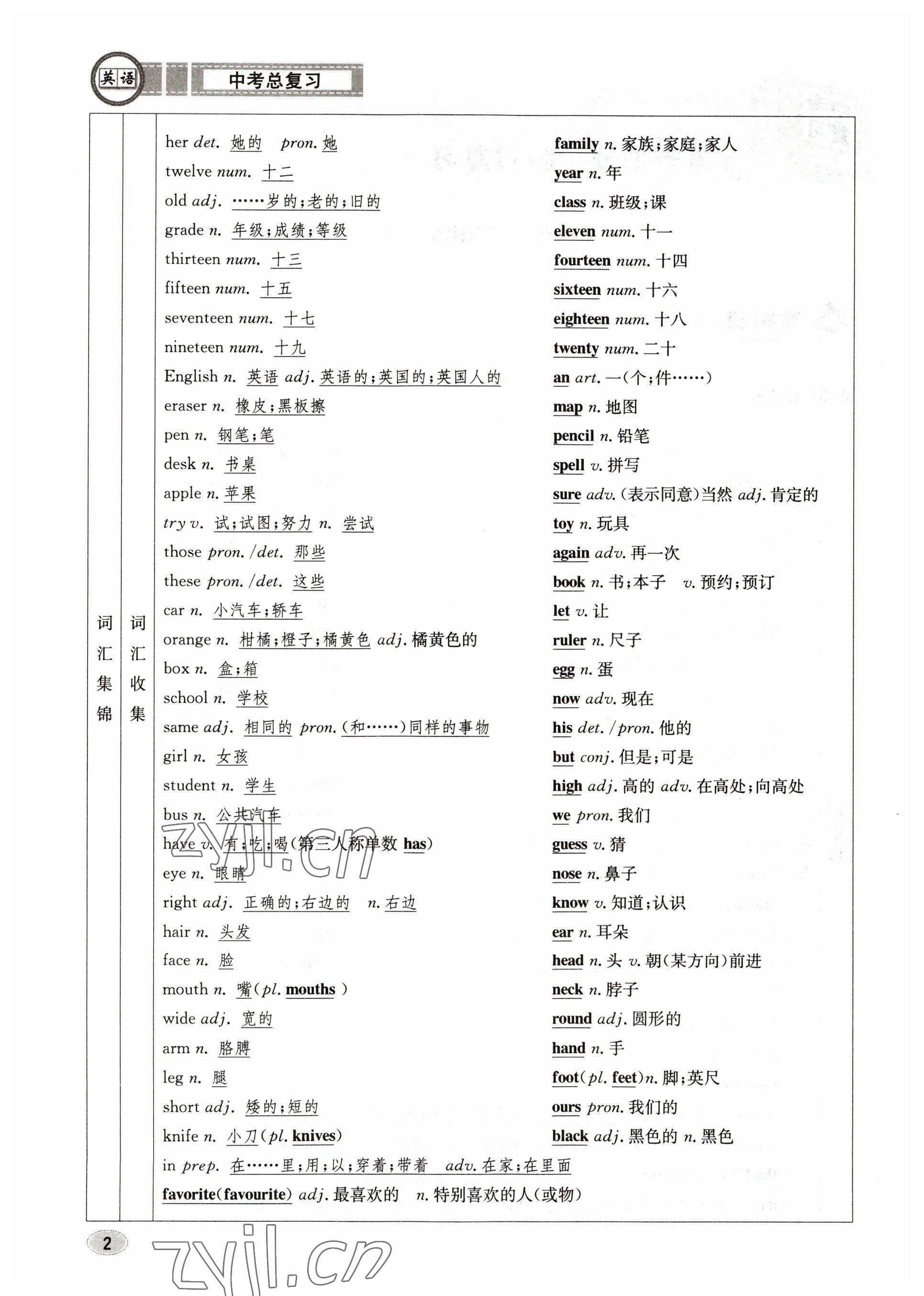 2023年中考總復(fù)習(xí)長江出版社英語 參考答案第2頁