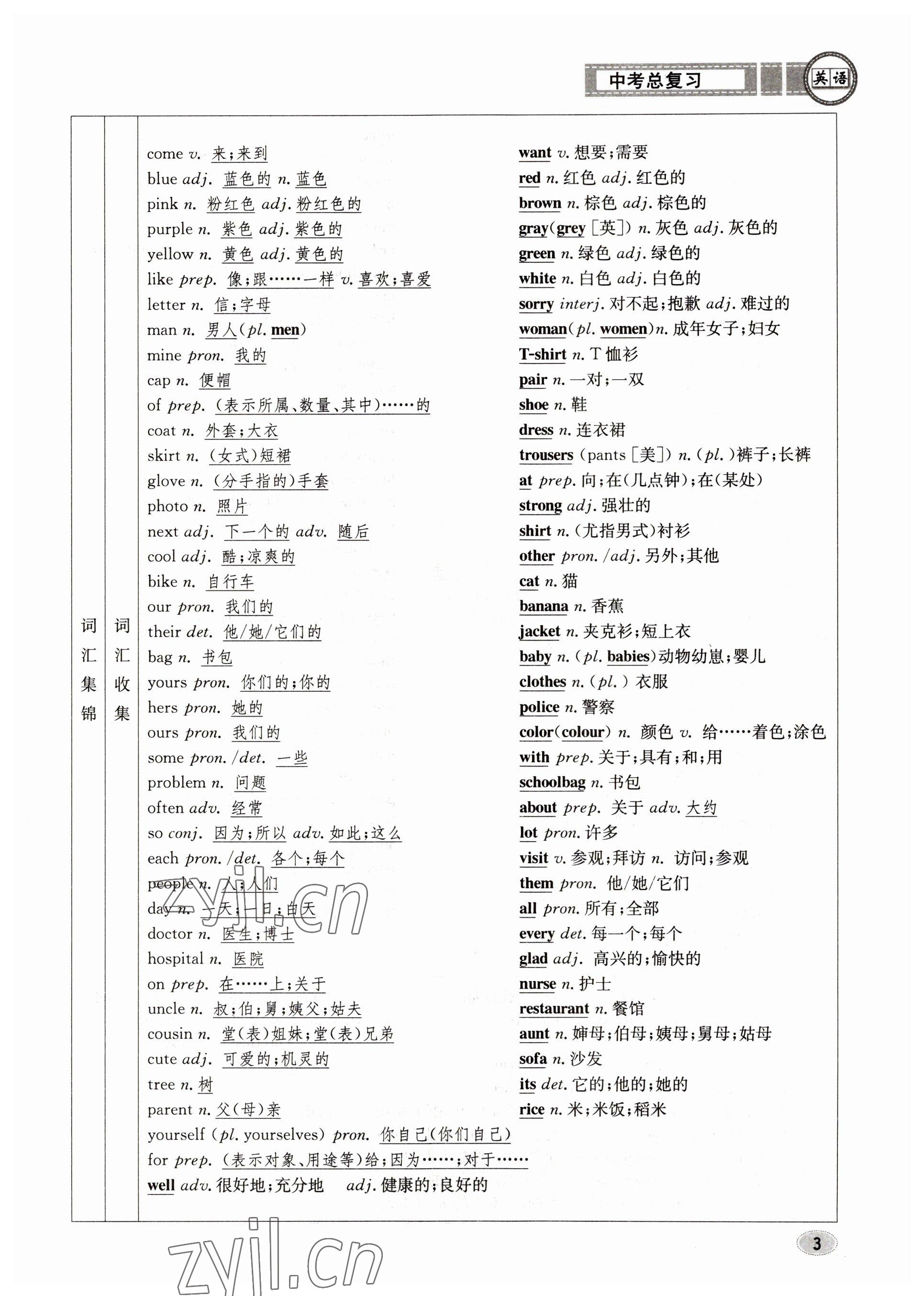 2023年中考總復習長江出版社英語 參考答案第3頁