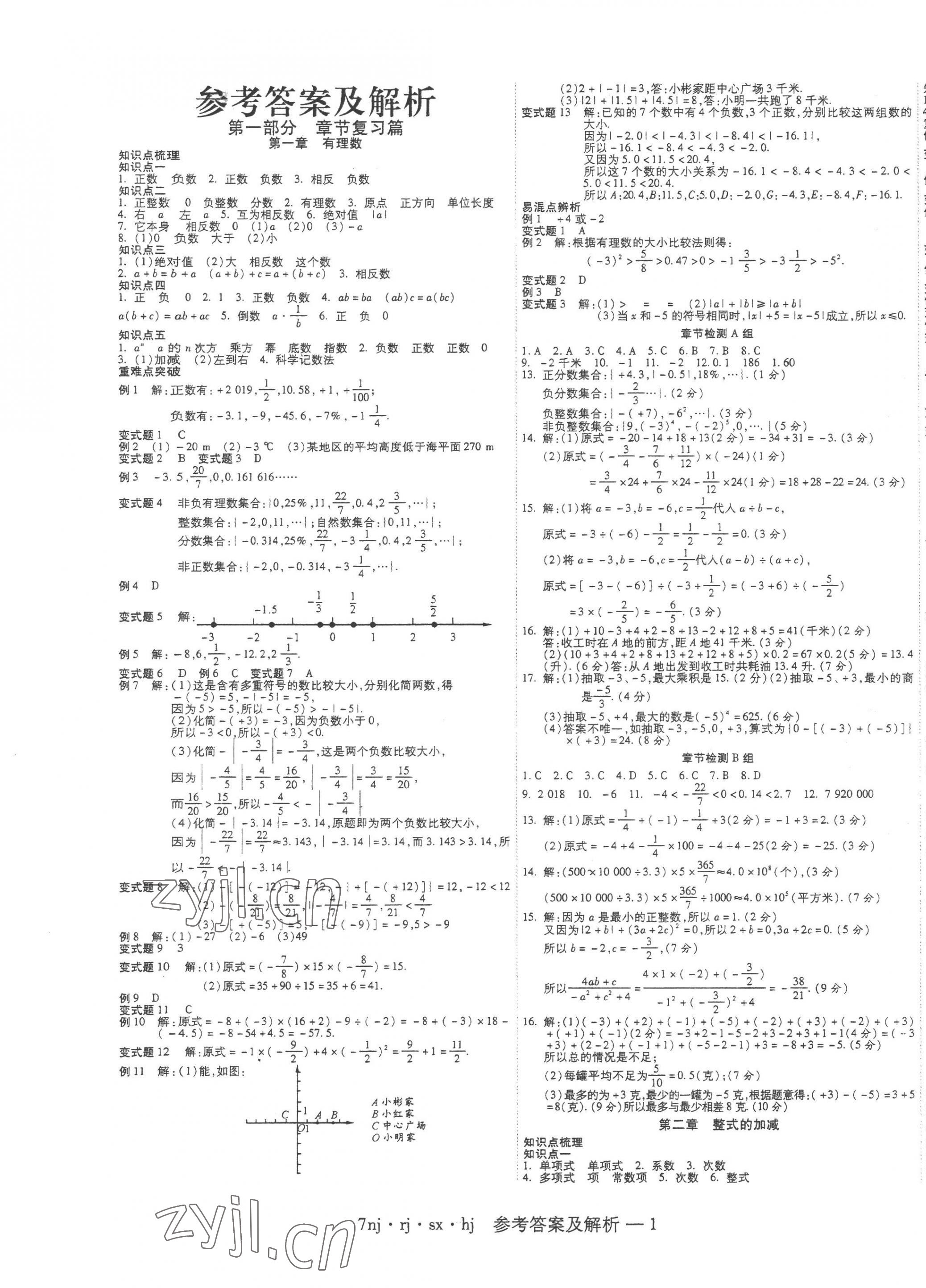 2023年金象教育U计划学期系统复习寒假作业七年级数学人教版 第1页