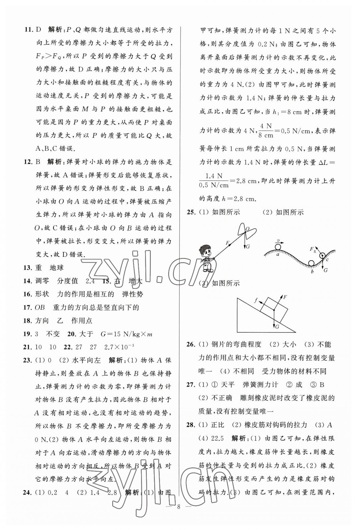 2023年亮點給力大試卷八年級物理下冊蘇科版 參考答案第8頁