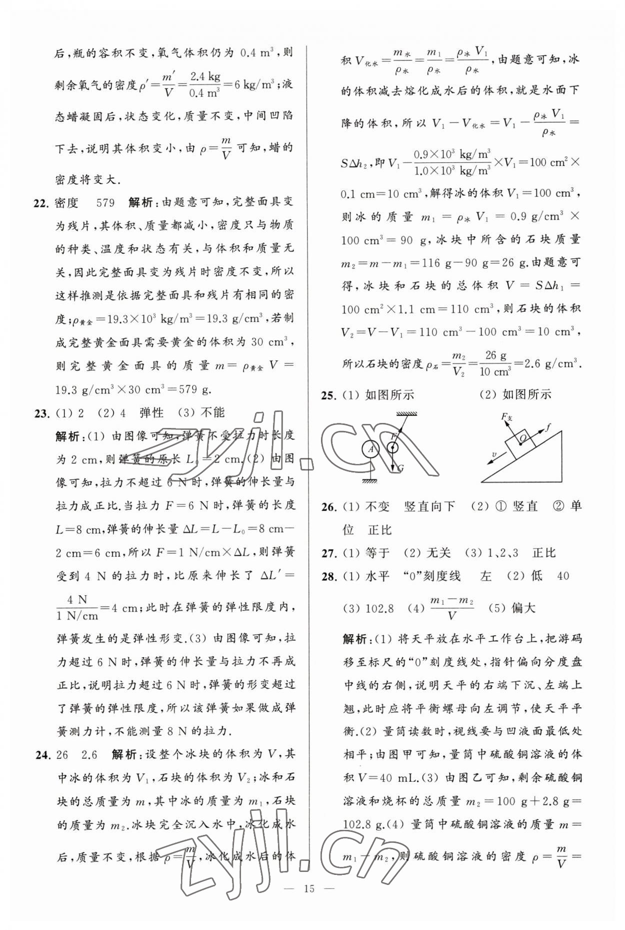 2023年亮點(diǎn)給力大試卷八年級(jí)物理下冊(cè)蘇科版 參考答案第15頁