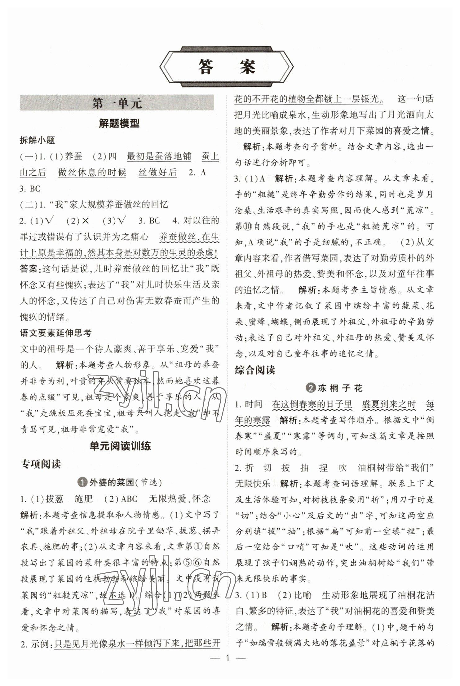 2023年經(jīng)綸學(xué)典學(xué)霸同步閱讀五年級語文下冊人教版 第1頁