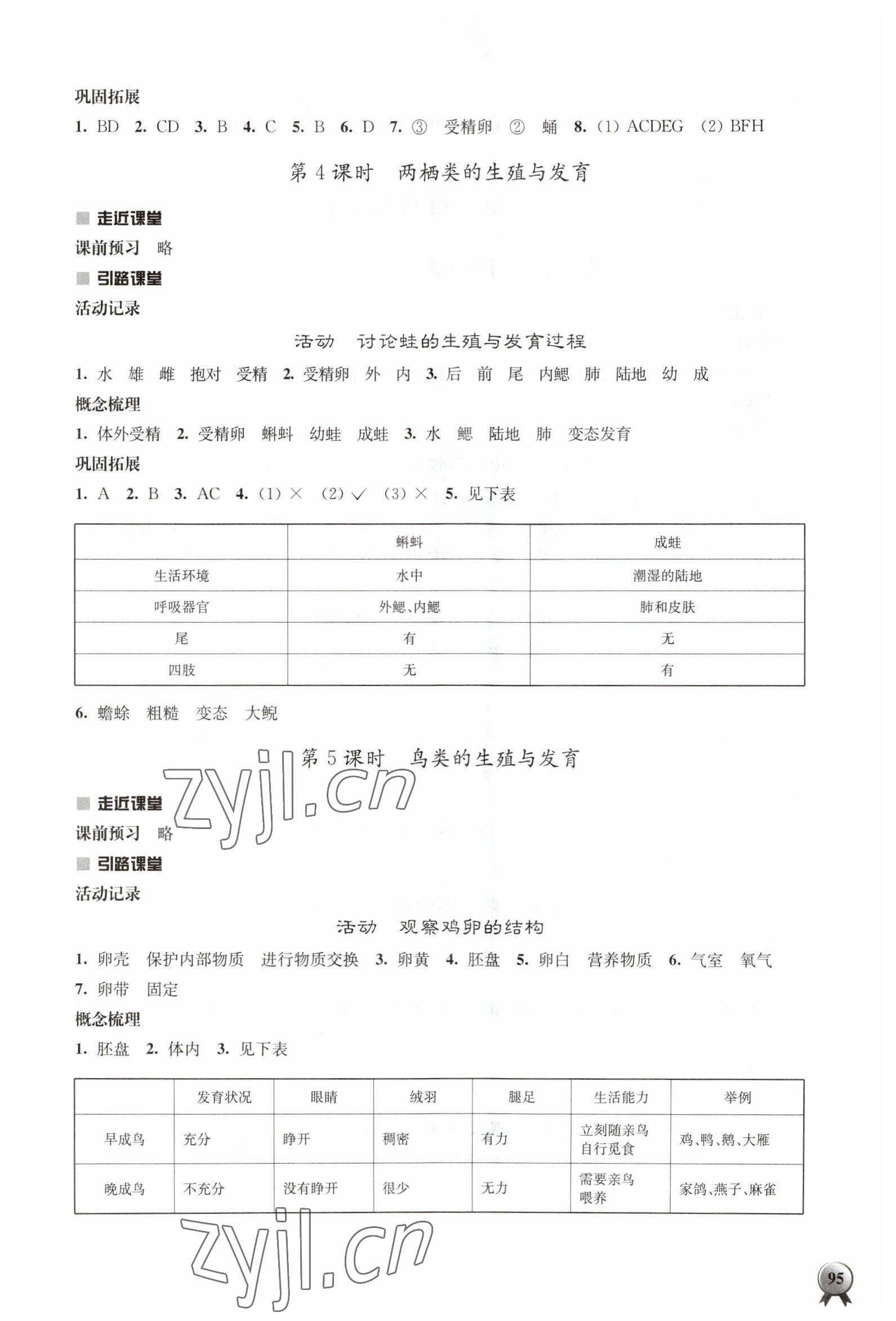 2023年伴你學(xué)八年級(jí)生物下冊(cè)蘇教版 參考答案第3頁