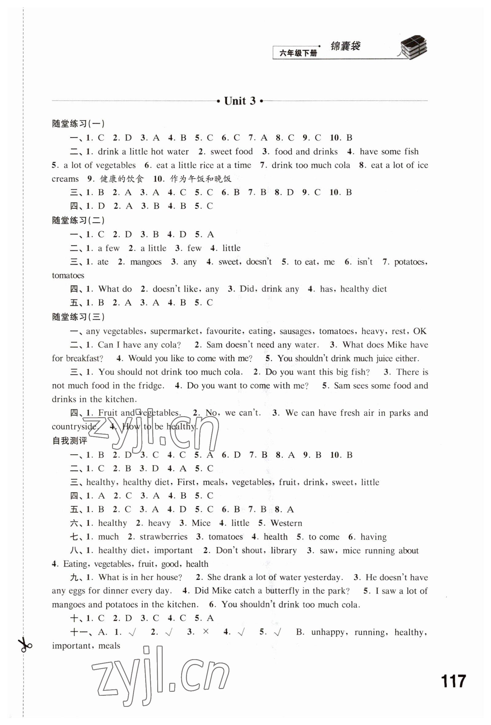 2023年同步練習(xí)江蘇六年級(jí)英語下冊(cè)譯林版 參考答案第3頁