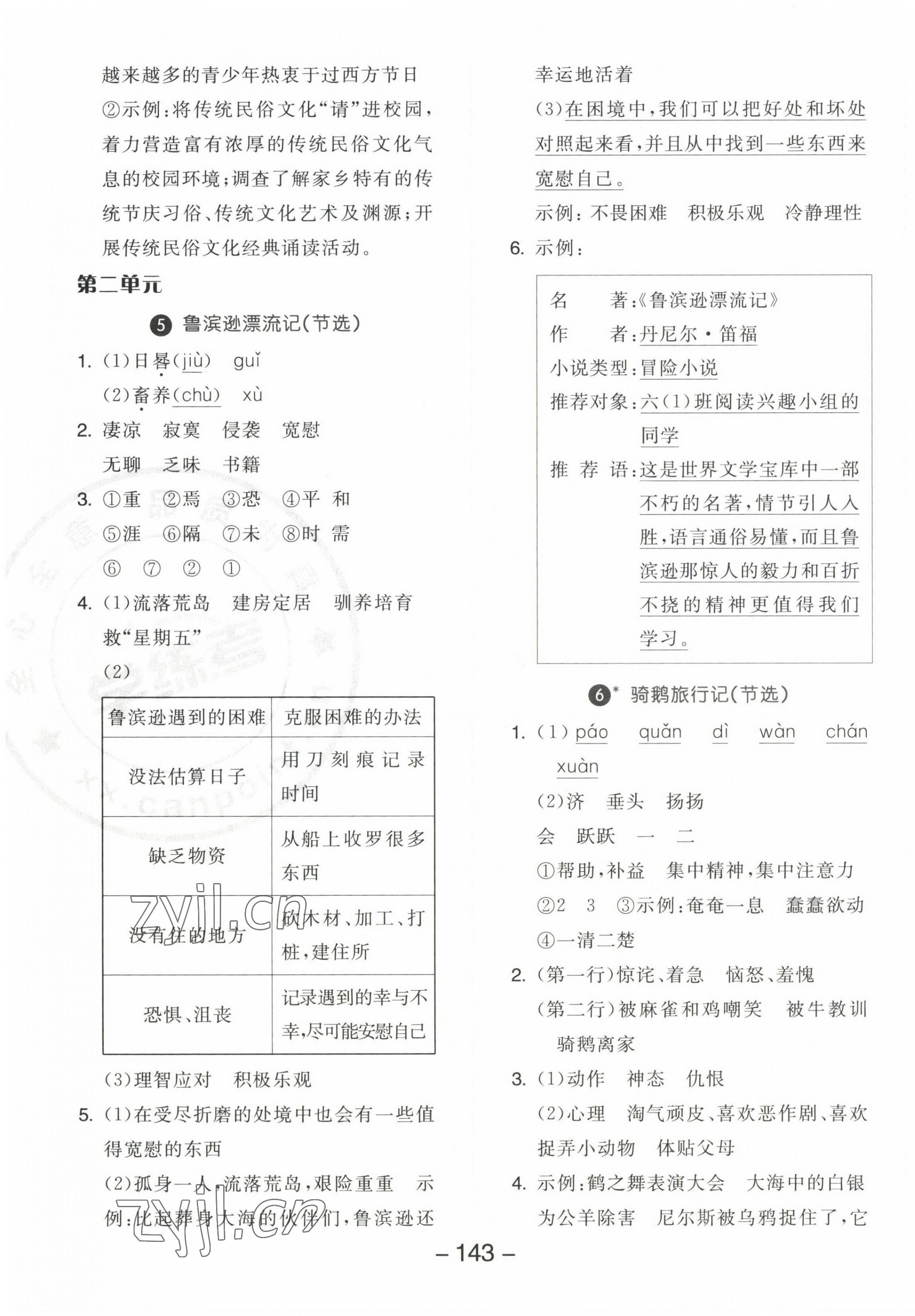 2023年全品學(xué)練考六年級(jí)語(yǔ)文下冊(cè)人教版江蘇專版 參考答案第3頁(yè)