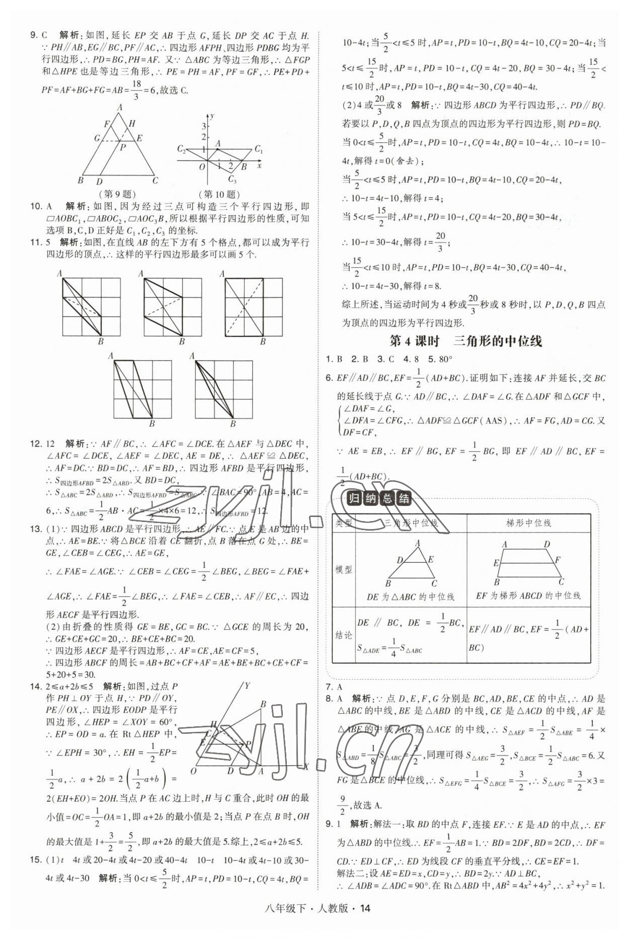 2023年喬木圖書學(xué)霸八年級數(shù)學(xué)下冊人教版 參考答案第14頁