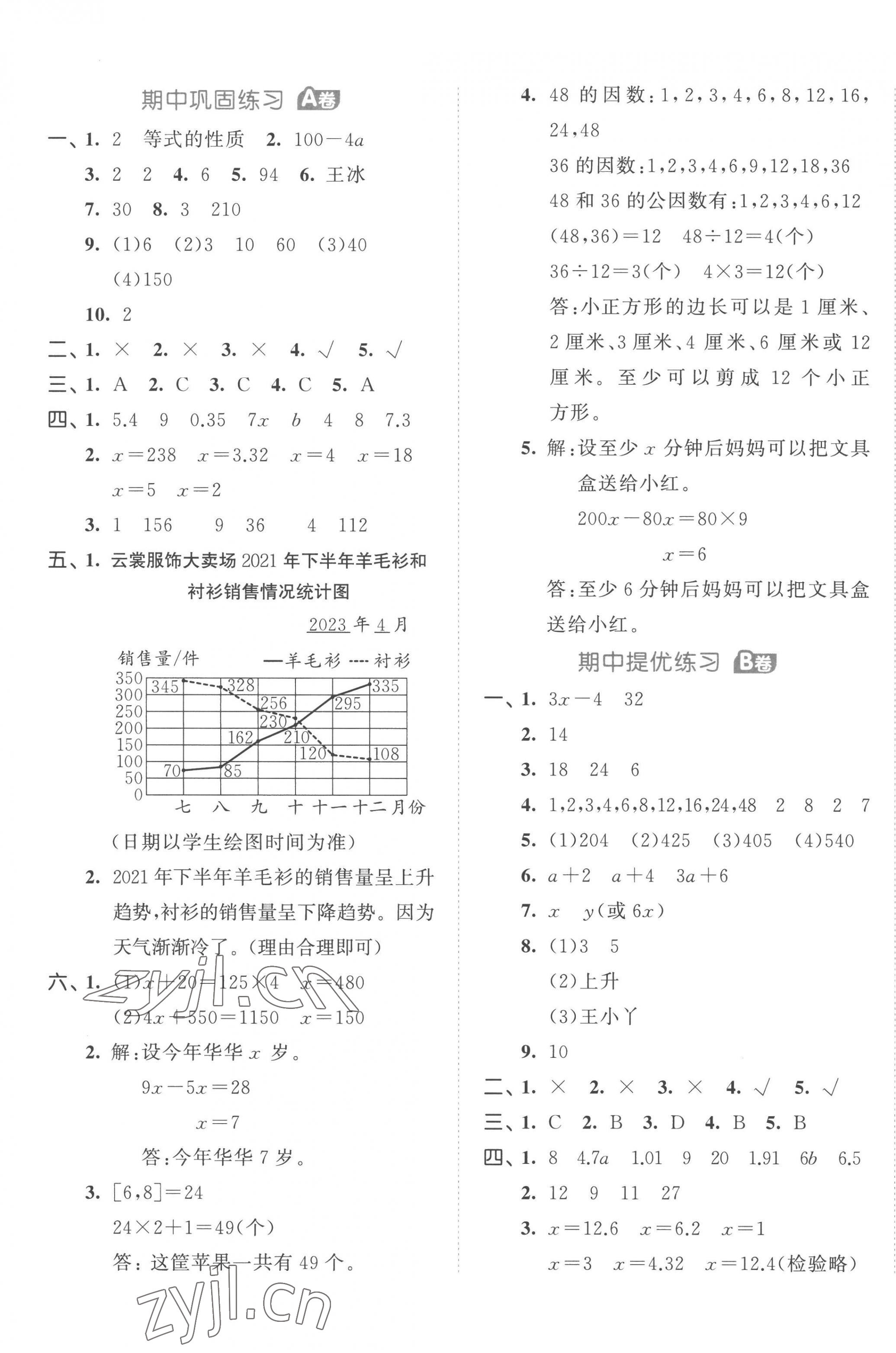 2023年53全優(yōu)卷五年級數(shù)學(xué)下冊蘇教版 第5頁