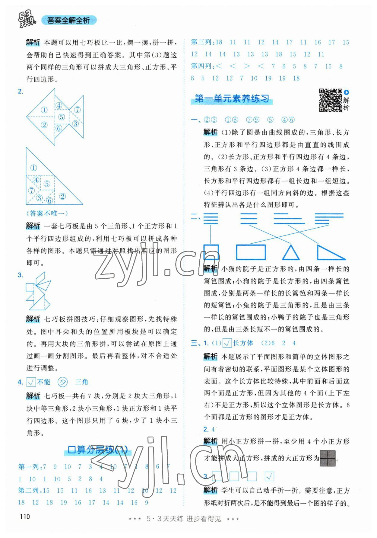 2023年53天天練一年級(jí)數(shù)學(xué)下冊(cè)人教版 參考答案第2頁(yè)