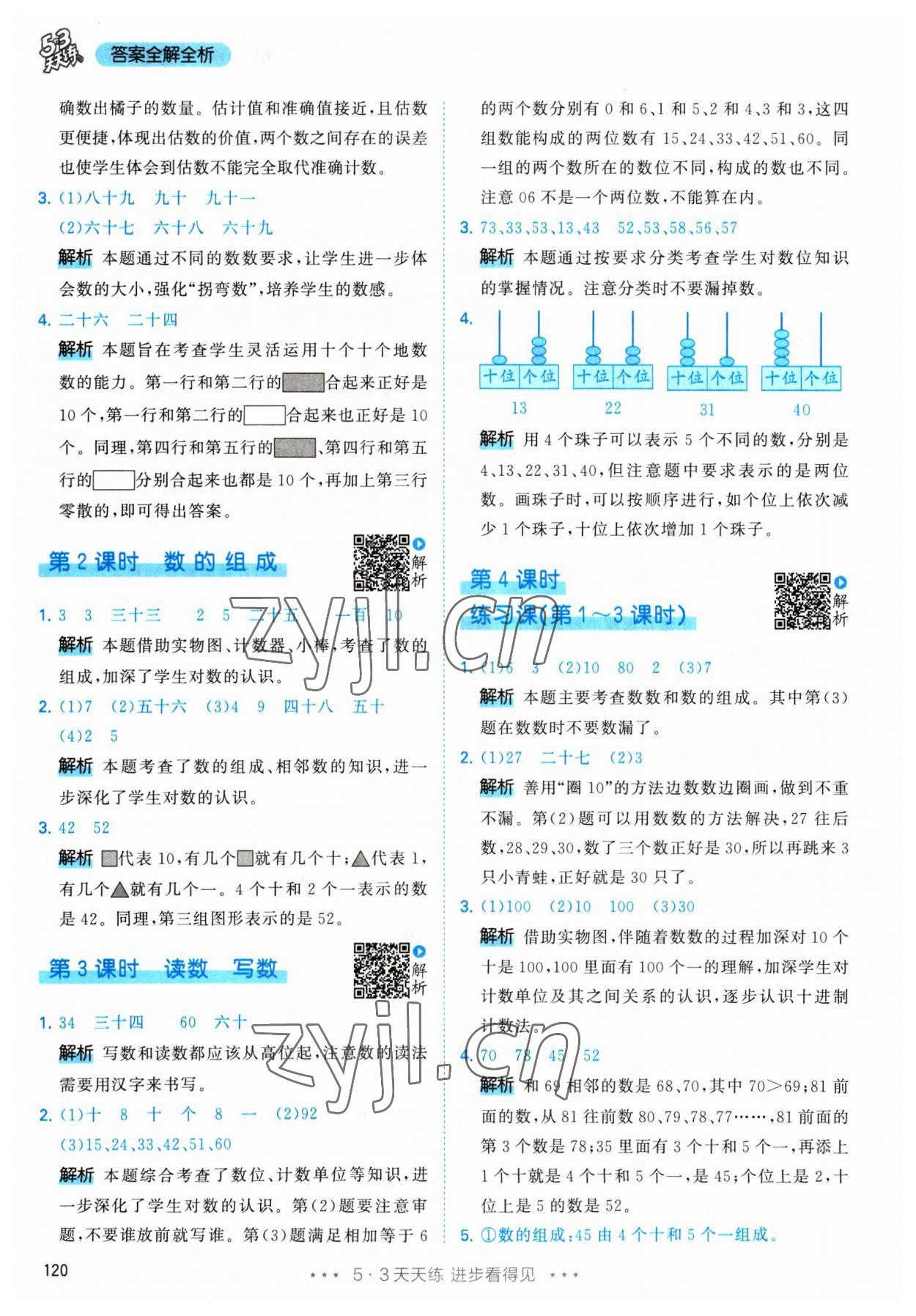 2023年53天天練一年級數(shù)學(xué)下冊人教版 參考答案第12頁