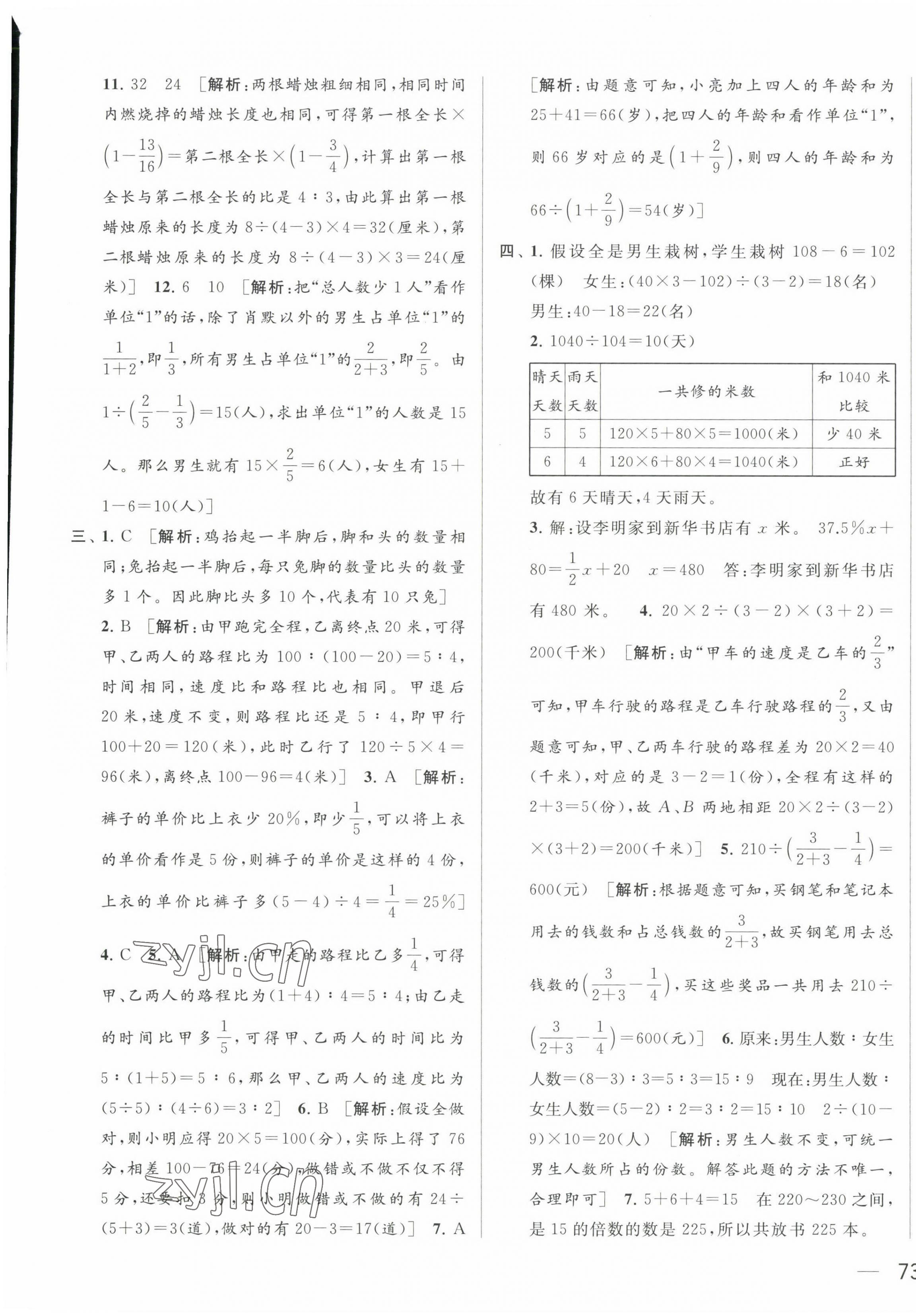 2023年同步跟蹤全程檢測六年級數(shù)學(xué)下冊蘇教版 第5頁