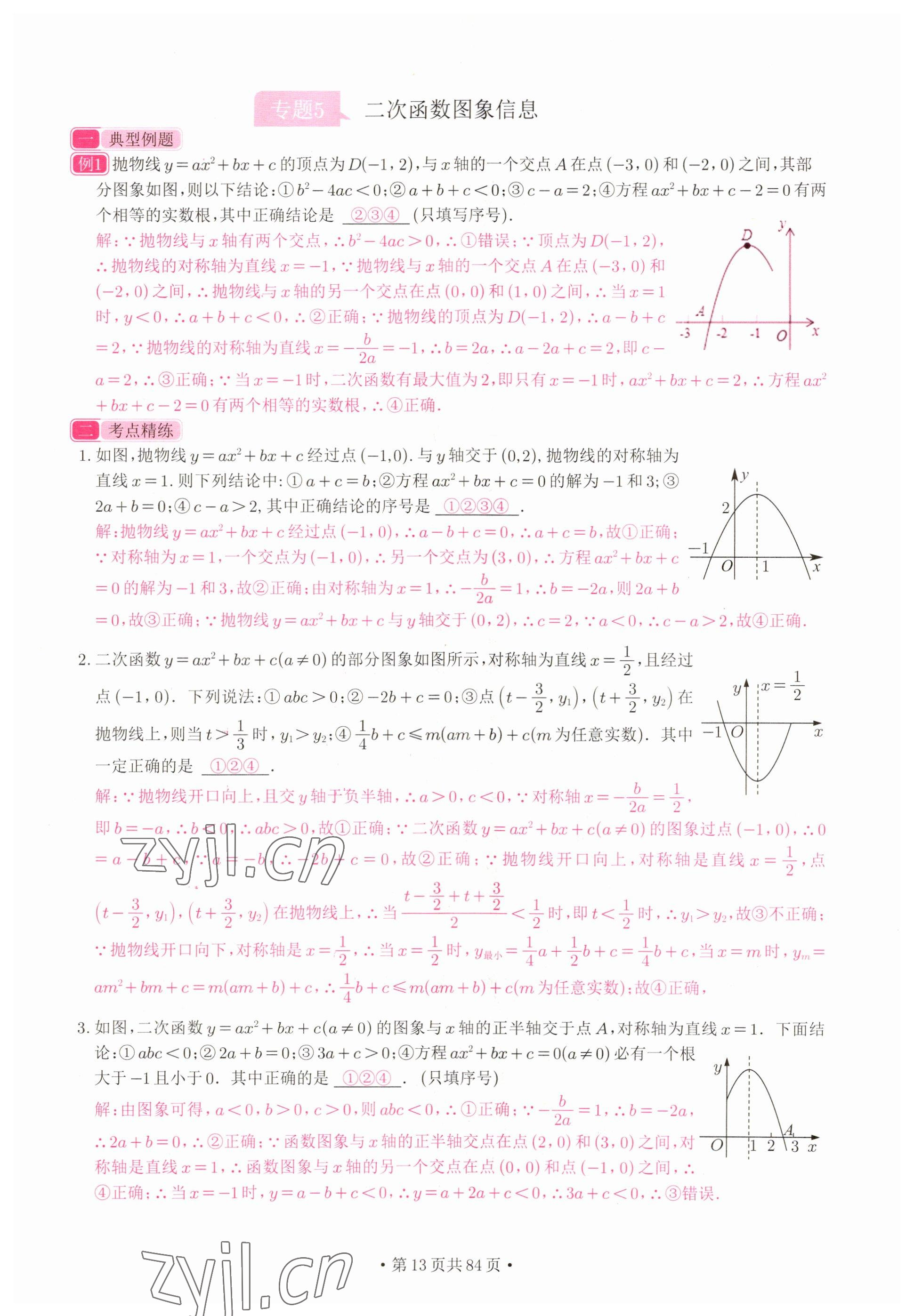 2023年新動力元月調考針對性訓練數學武漢專版 參考答案第13頁