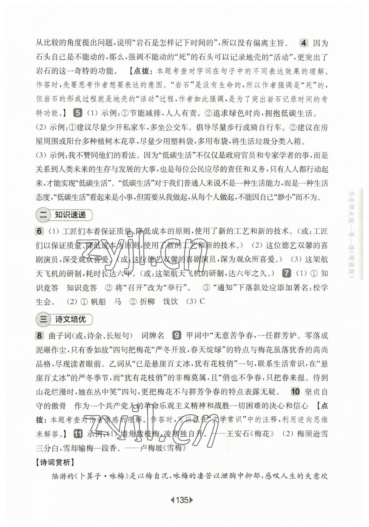 2023年华东师大版一课一练八年级语文下册沪教版五四制 参考答案第13页