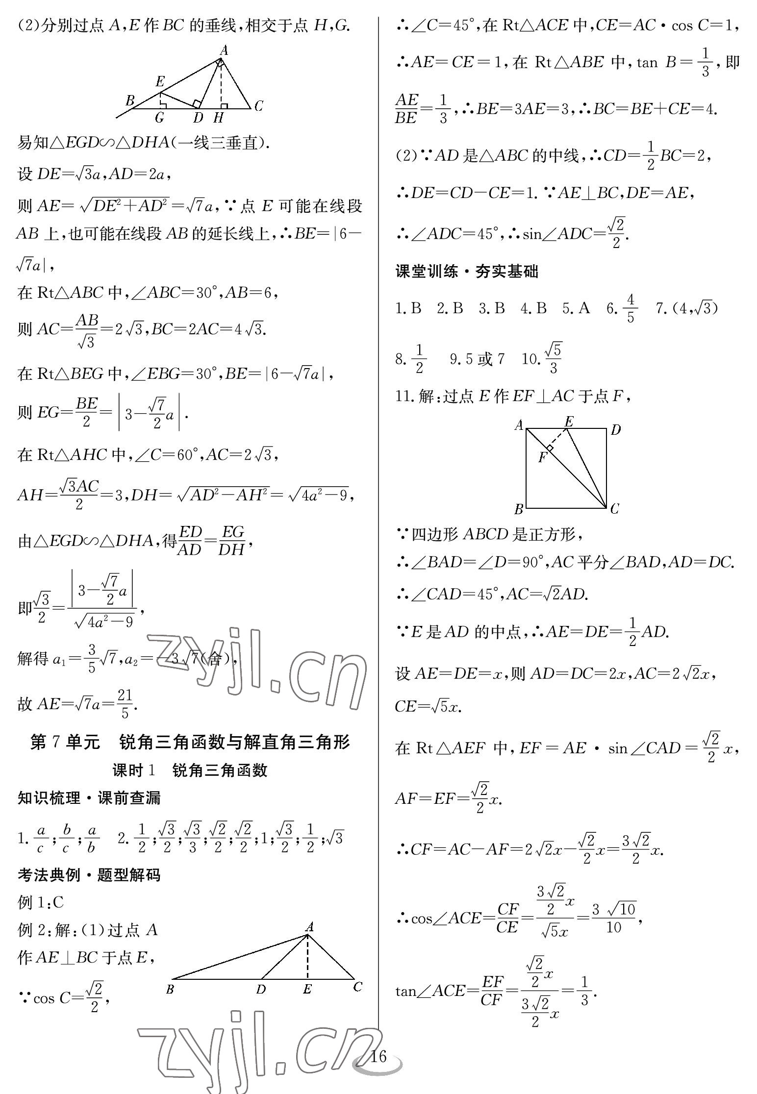 2023年中考復(fù)習(xí)指南長江少年兒童出版社數(shù)學(xué) 參考答案第16頁