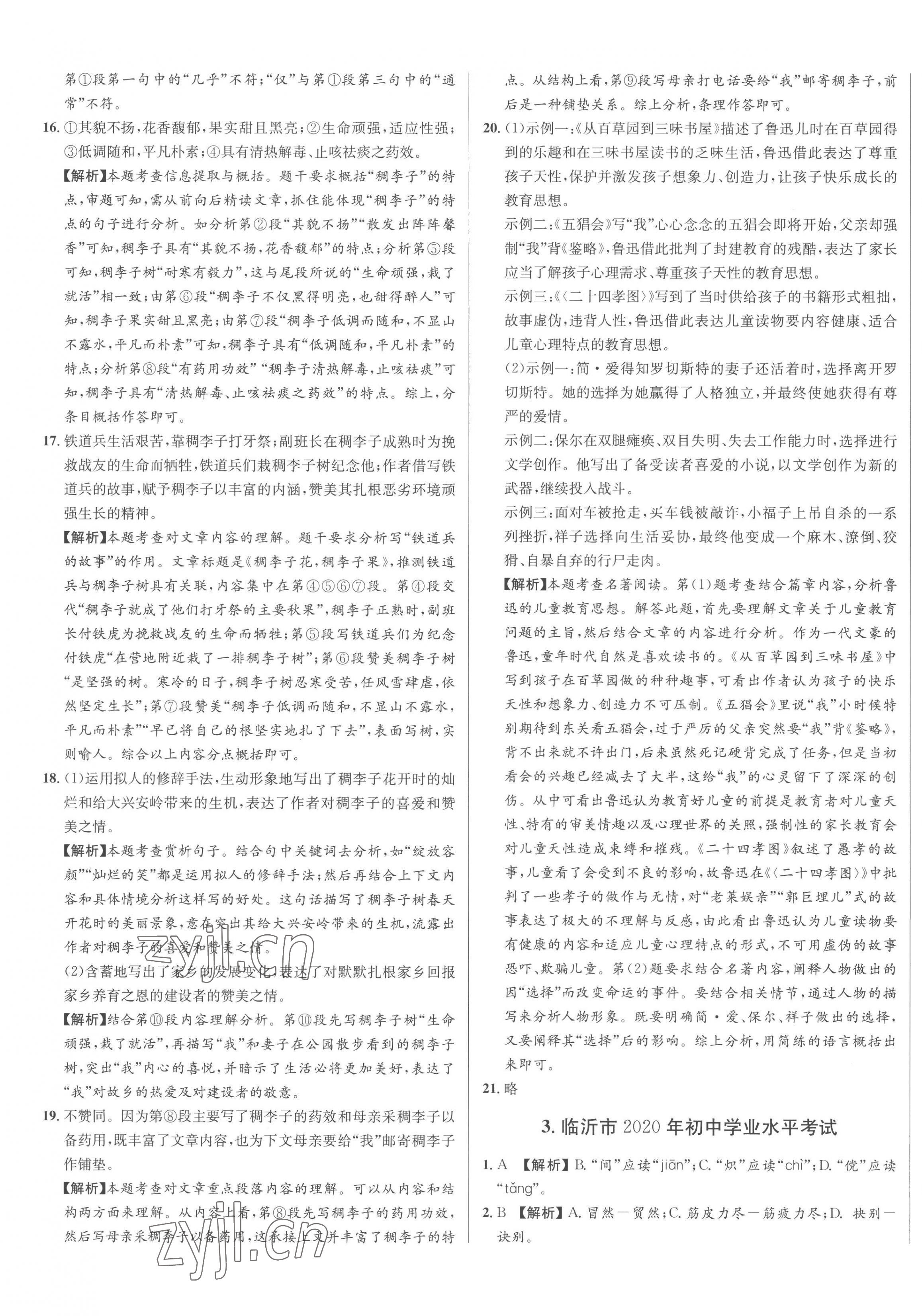 2023年3年真题2年模拟1年预测语文临沂专版&nbsp;第5页