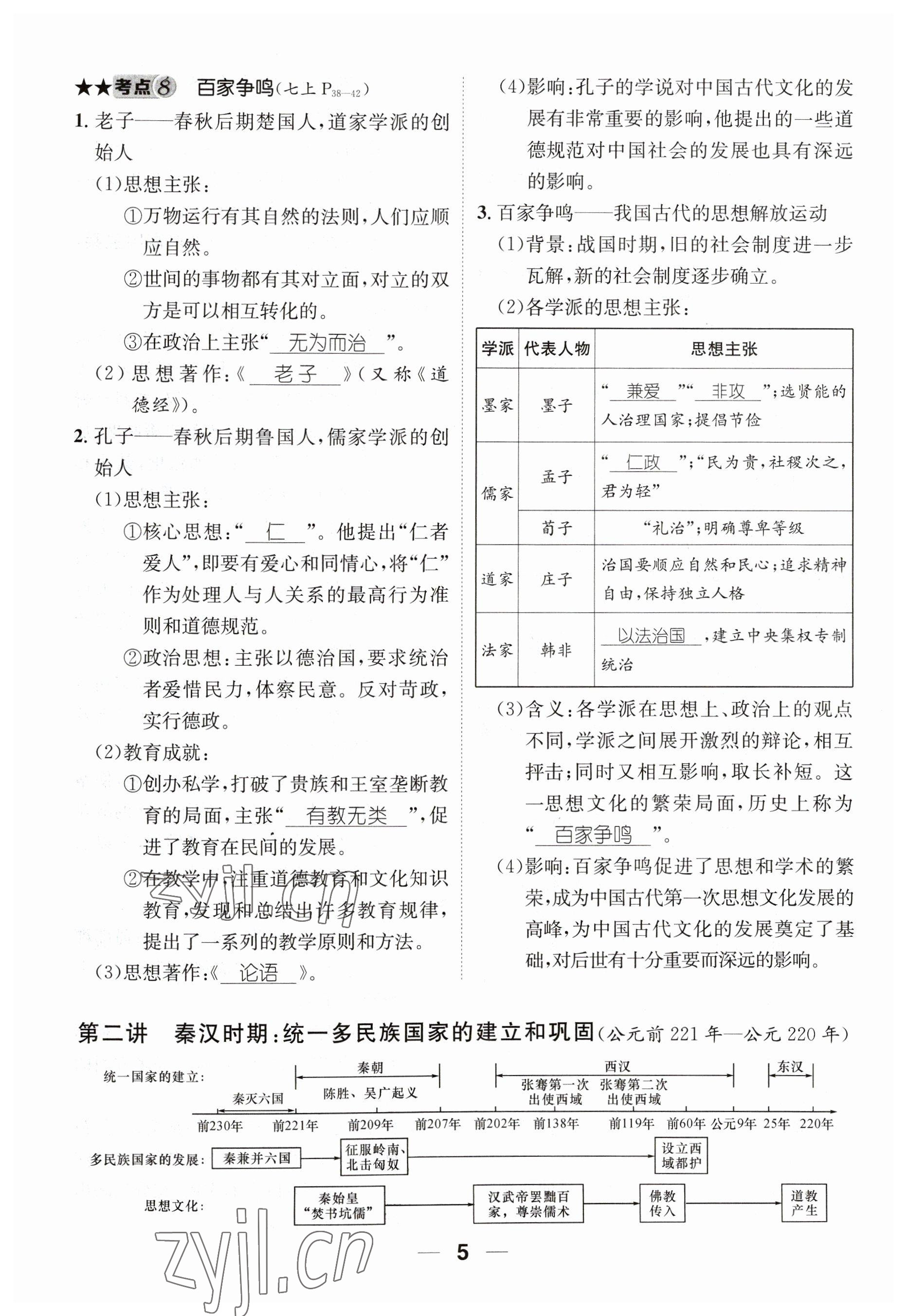2023年名师测控中考特训方案历史襄阳专版&nbsp;参考答案第21页