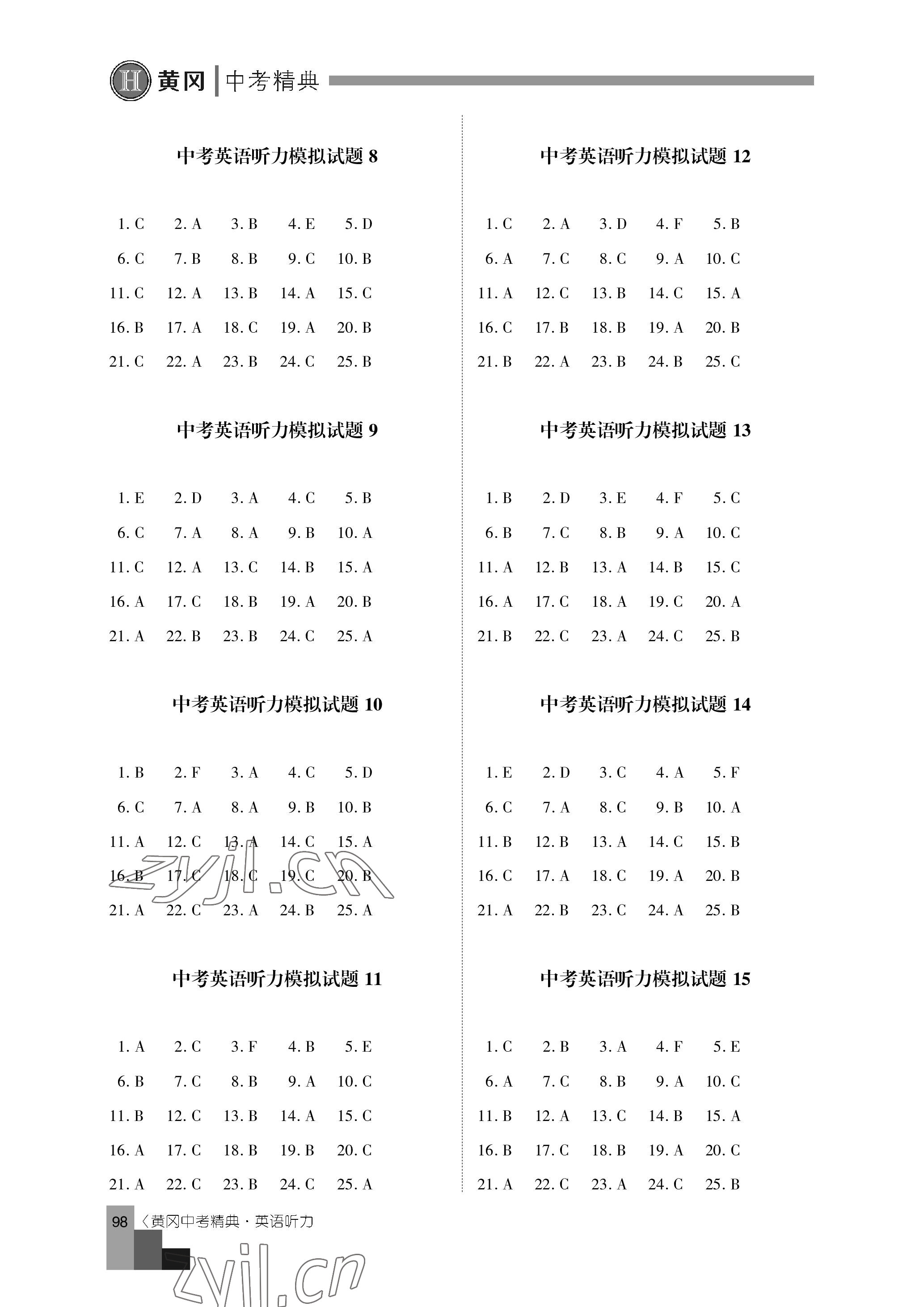 2023年中考精典英語(yǔ)聽(tīng)力 參考答案第2頁(yè)